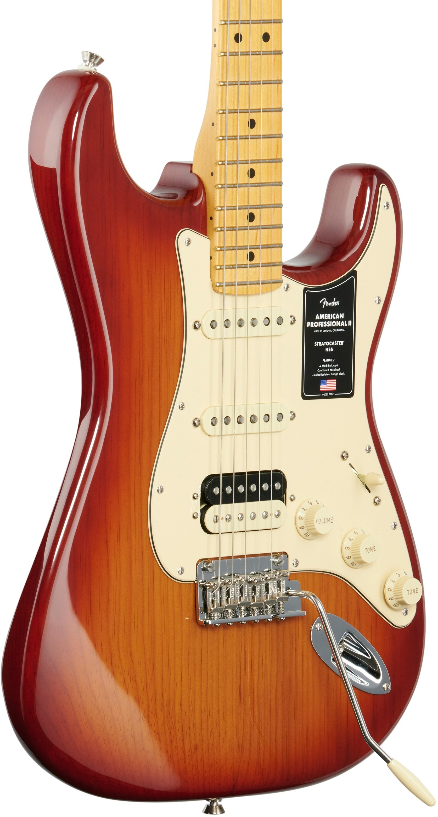 Fender American Pro II HSS Stratocaster Electric Guitar, Maple Fingerboard (with Case), Sienna Sunburst, Open Box (Very Good), Full Left Front