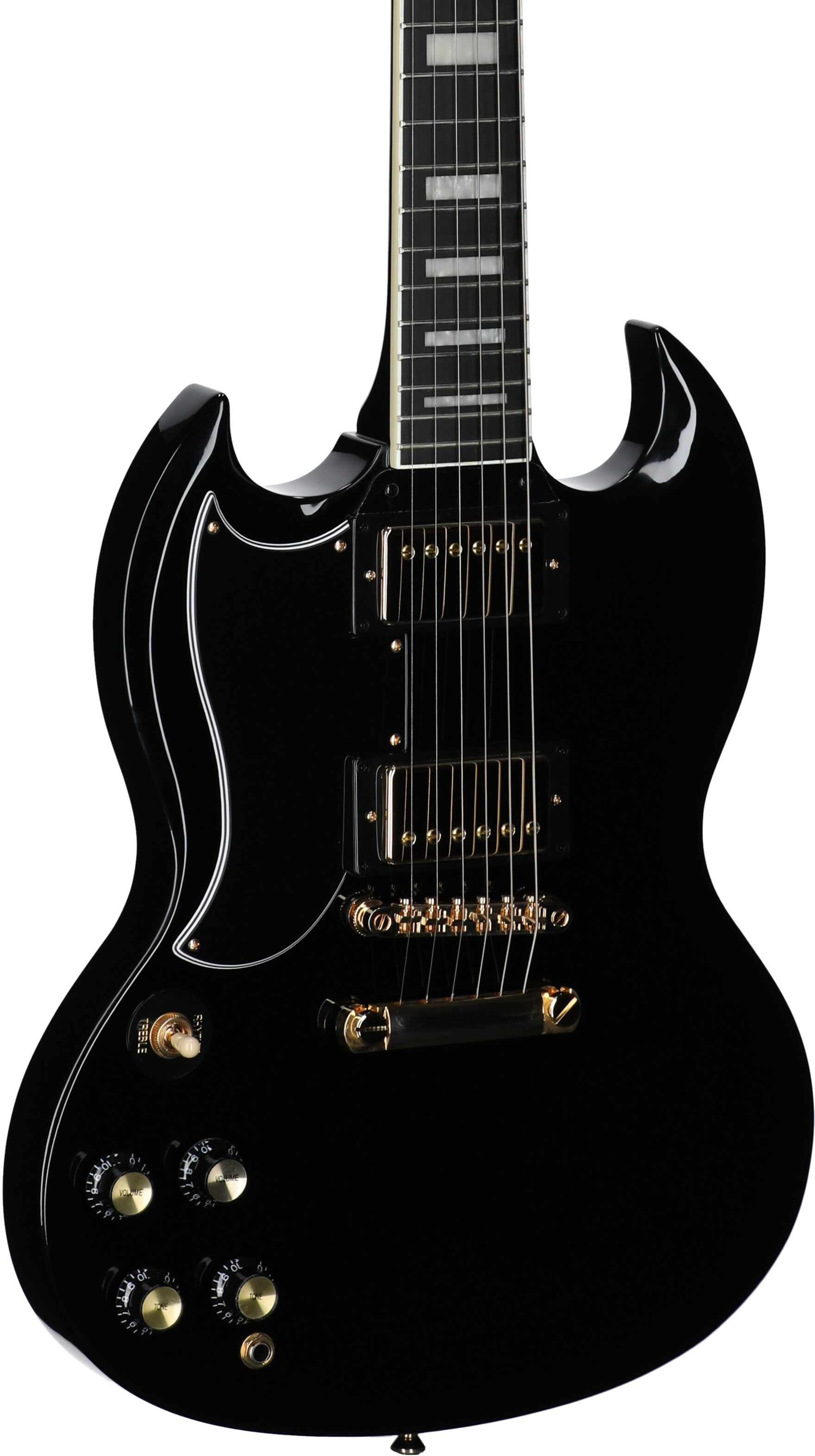 Epiphone Inspired by Gibson SG Custom Electric Guitar, Left-Handed (with Gig Bag), Ebony, Full Left Front