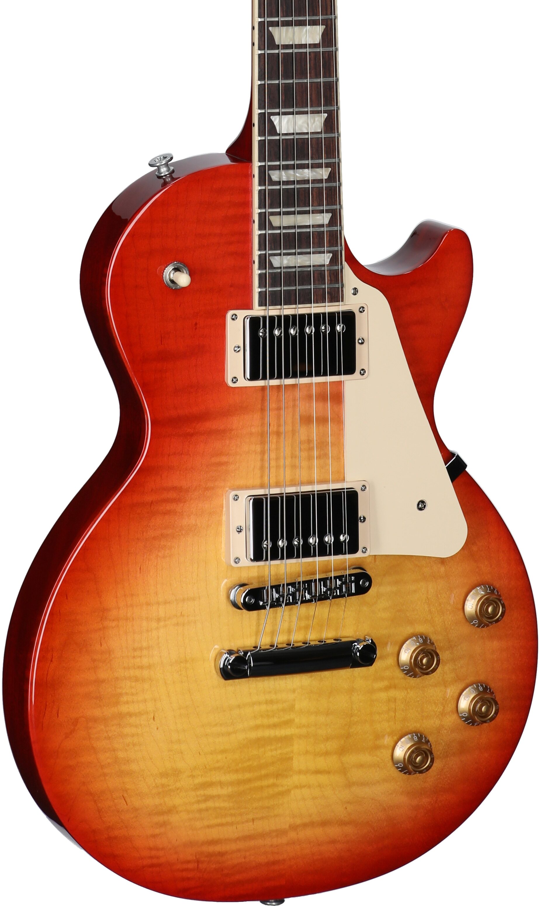 Gibson Exclusive Les Paul Studio Figured Electric Guitar (with Soft Case), Cherry Sunburst, Full Left Front