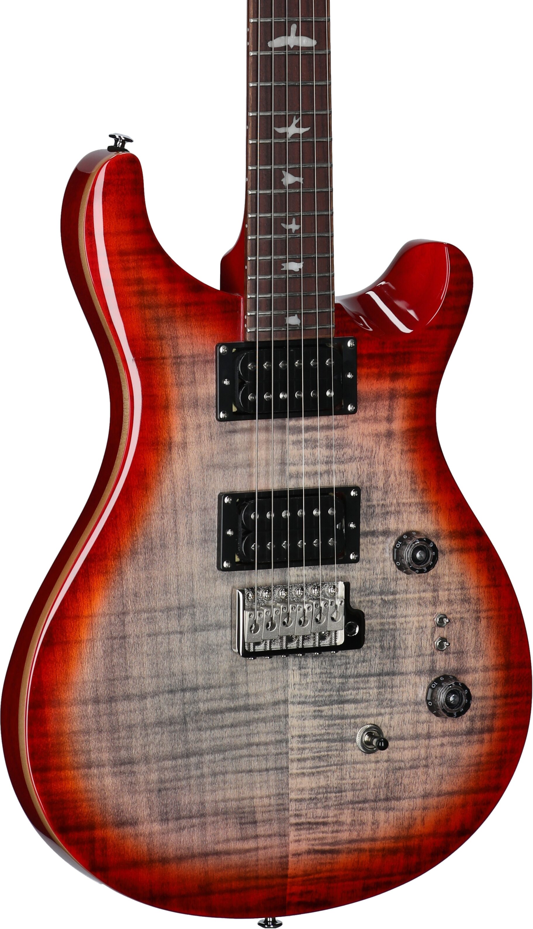 PRS Paul Reed Smith SE Custom 24-08 Electric Guitar (with Gig Bag), Charcoal Cherry Burst, Full Left Front