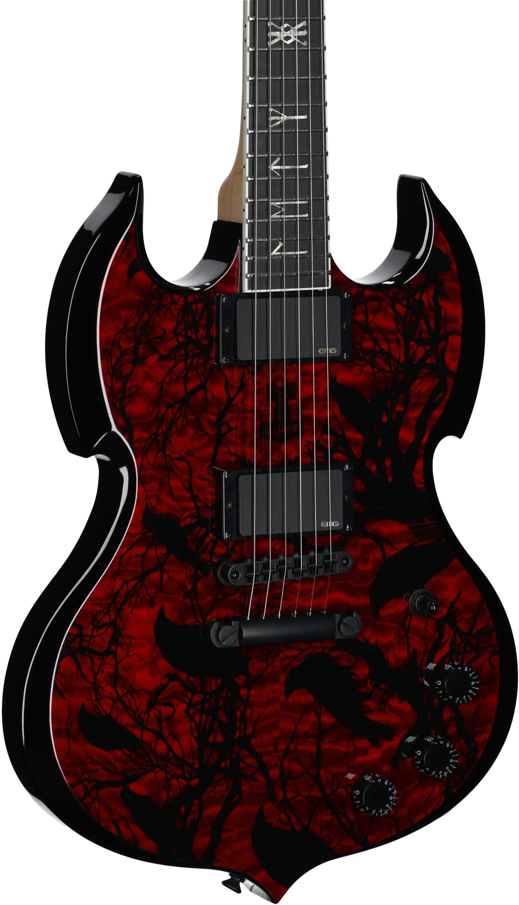 Wylde Audio Barbarian Electric Guitar, Blood Raven, Full Left Front