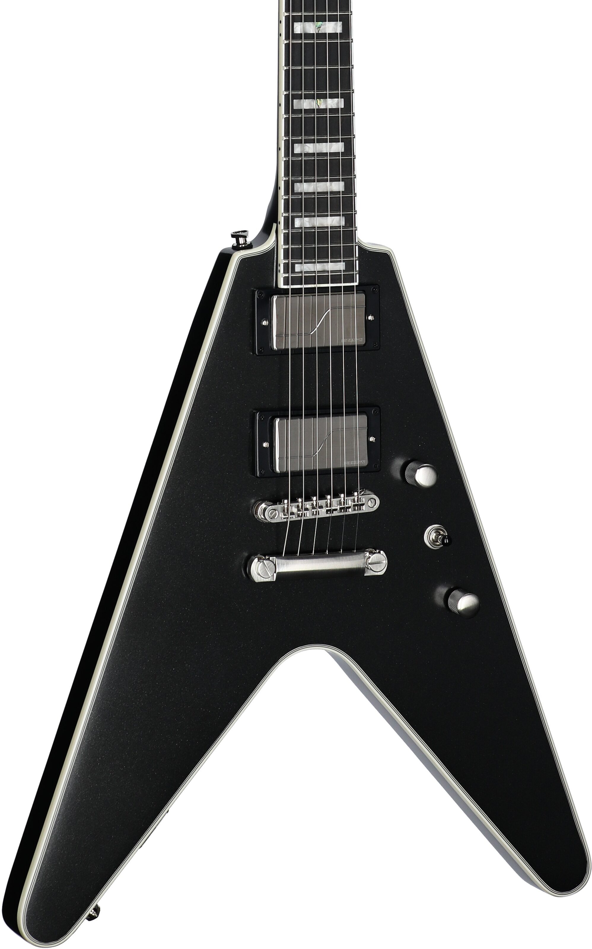Epiphone Flying V Prophecy Electric Guitar, Jet Black Metallic, Full Left Front