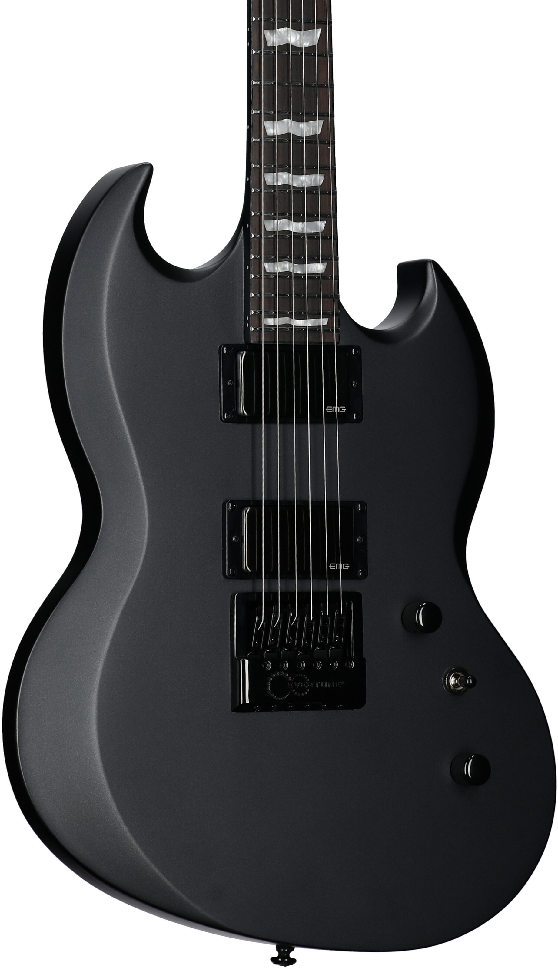 ESP LTD Viper 1000 Evertune Electric Guitar, Charcoal Metallic Satin, Full Left Front