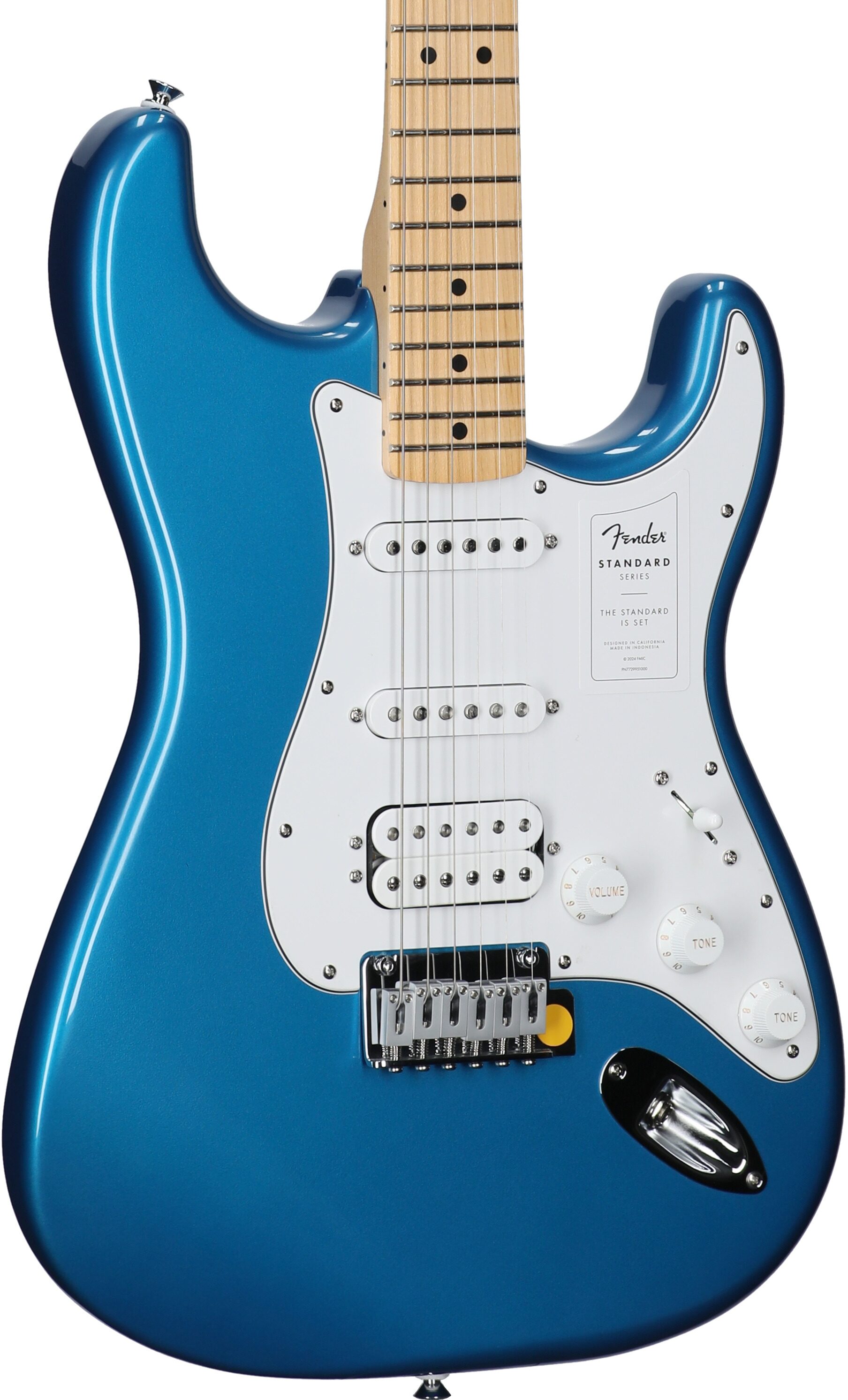 Fender Standard Stratocaster HSS Electric Guitar, with Maple Fingerboard, Aqua Marine Metallic, Full Left Front