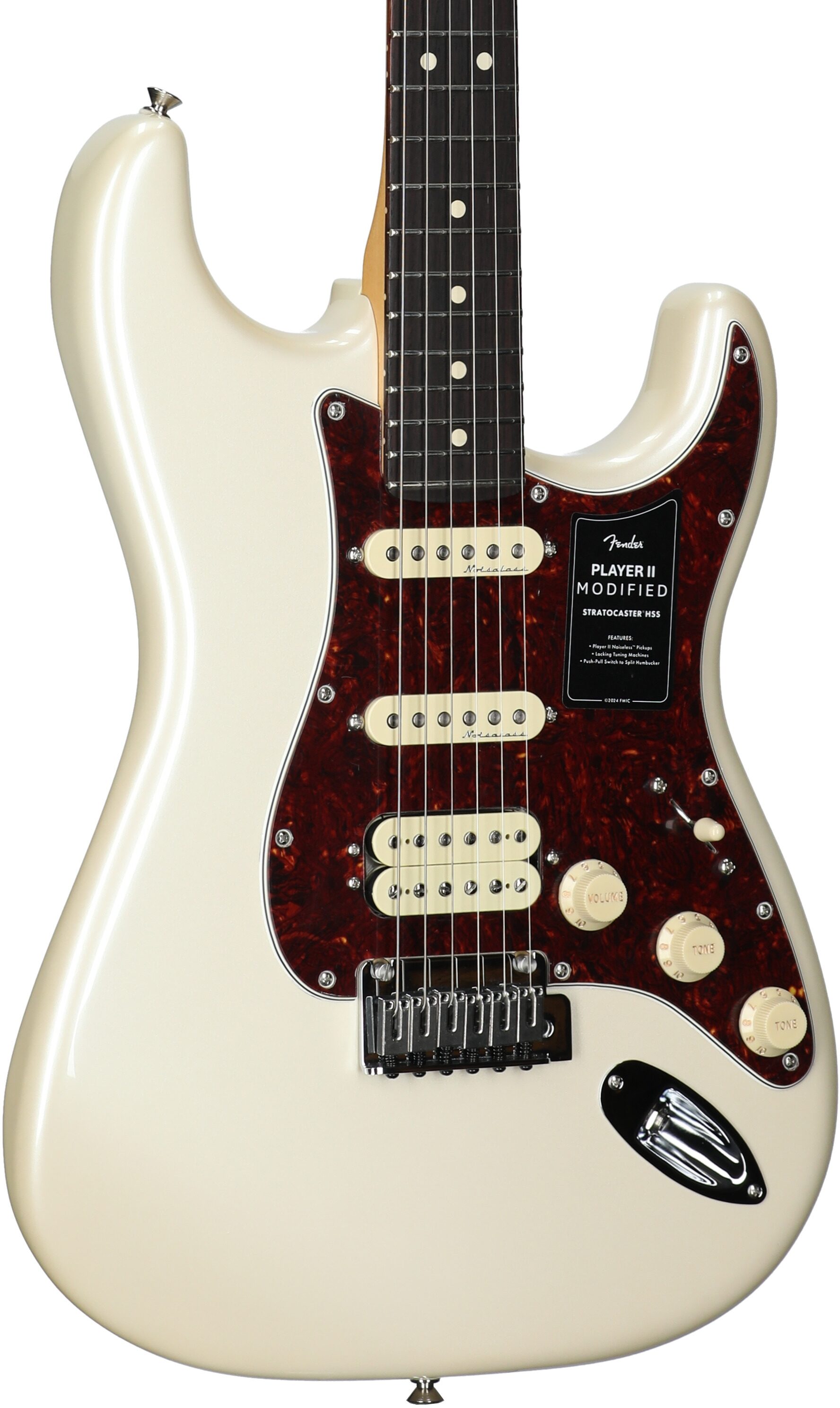 Fender Player II Modified Stratocaster HSS Electric Guitar, Rosewood Fingerboard (with Gig Bag), Olympic White, Full Left Front
