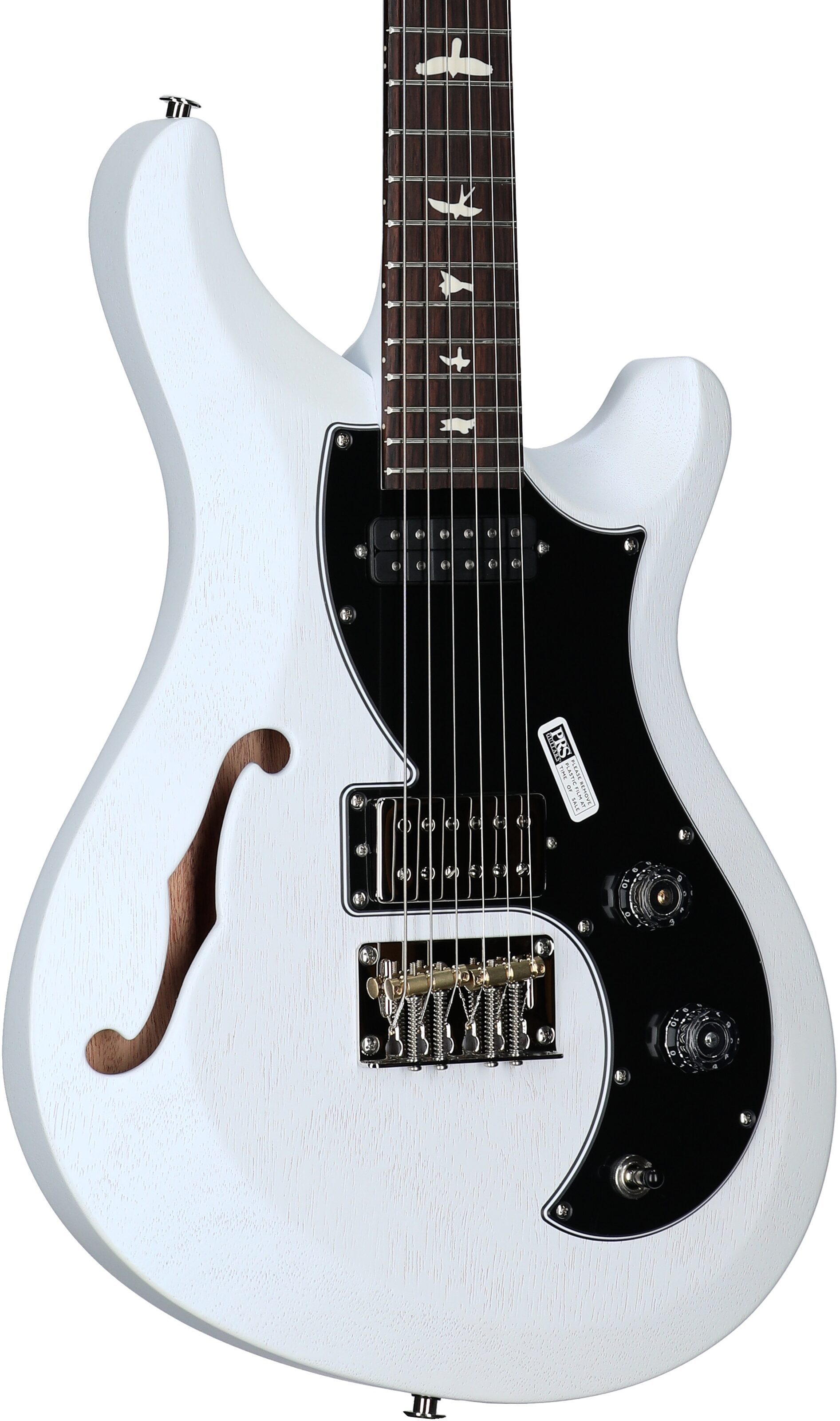PRS Paul Reed Smith S2 Vela Semi-Hollowbody Electric Guitrar, Satin Pearl White, Full Left Front