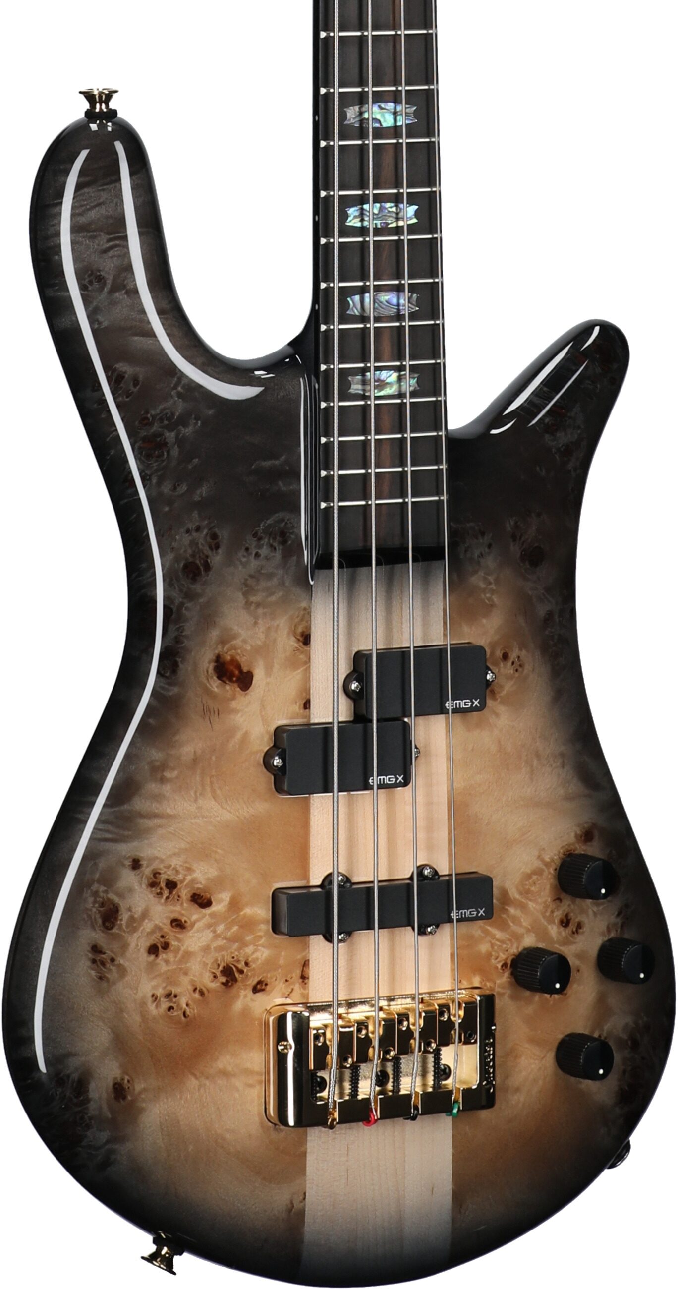 Spector Euro 4 Custom Electric Bass (with Gig Bag), Natural Black Burst, Full Left Front