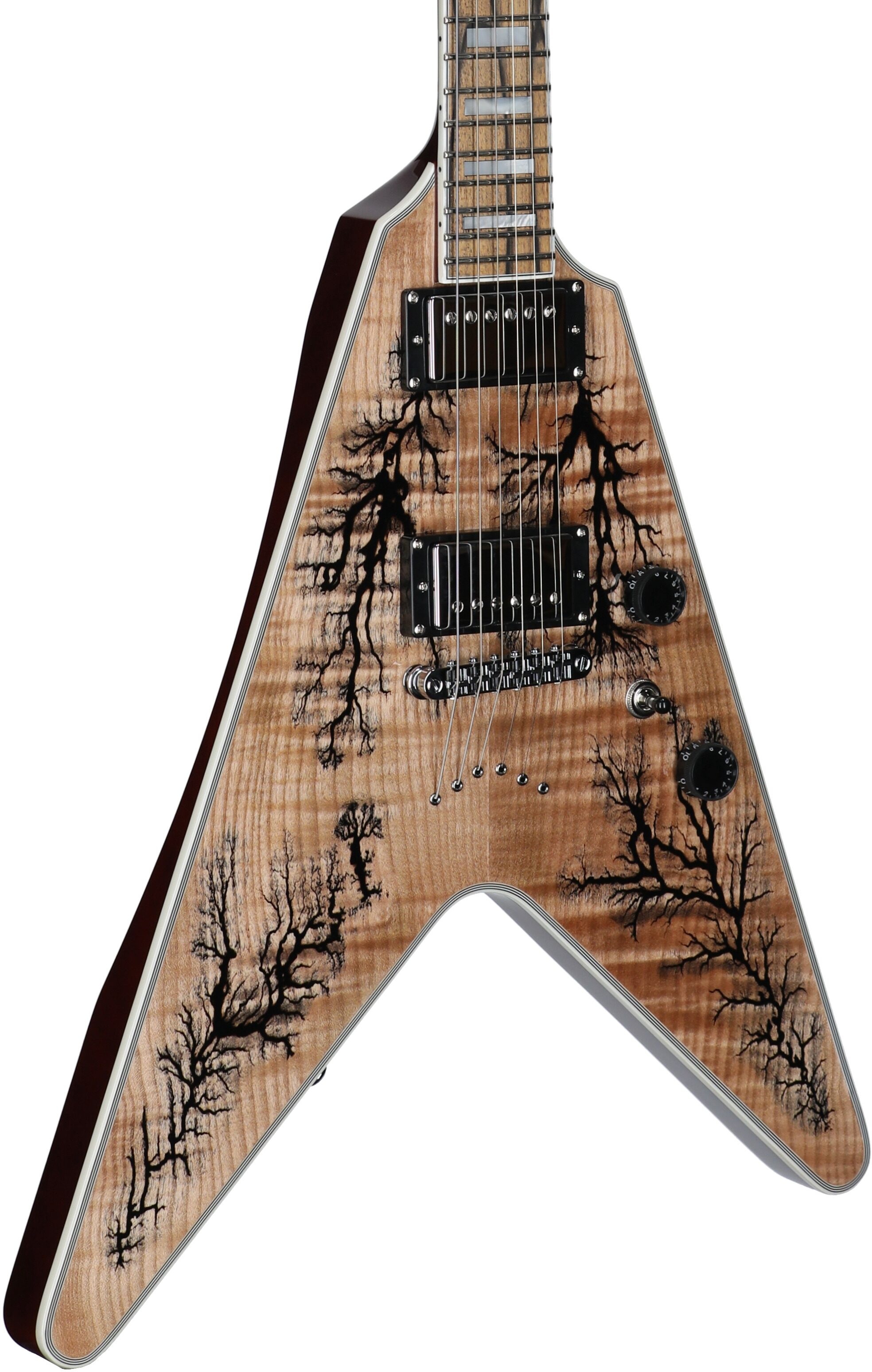 Schecter V-1 Electro-Resin Electric Guitar, Natural, Full Left Front