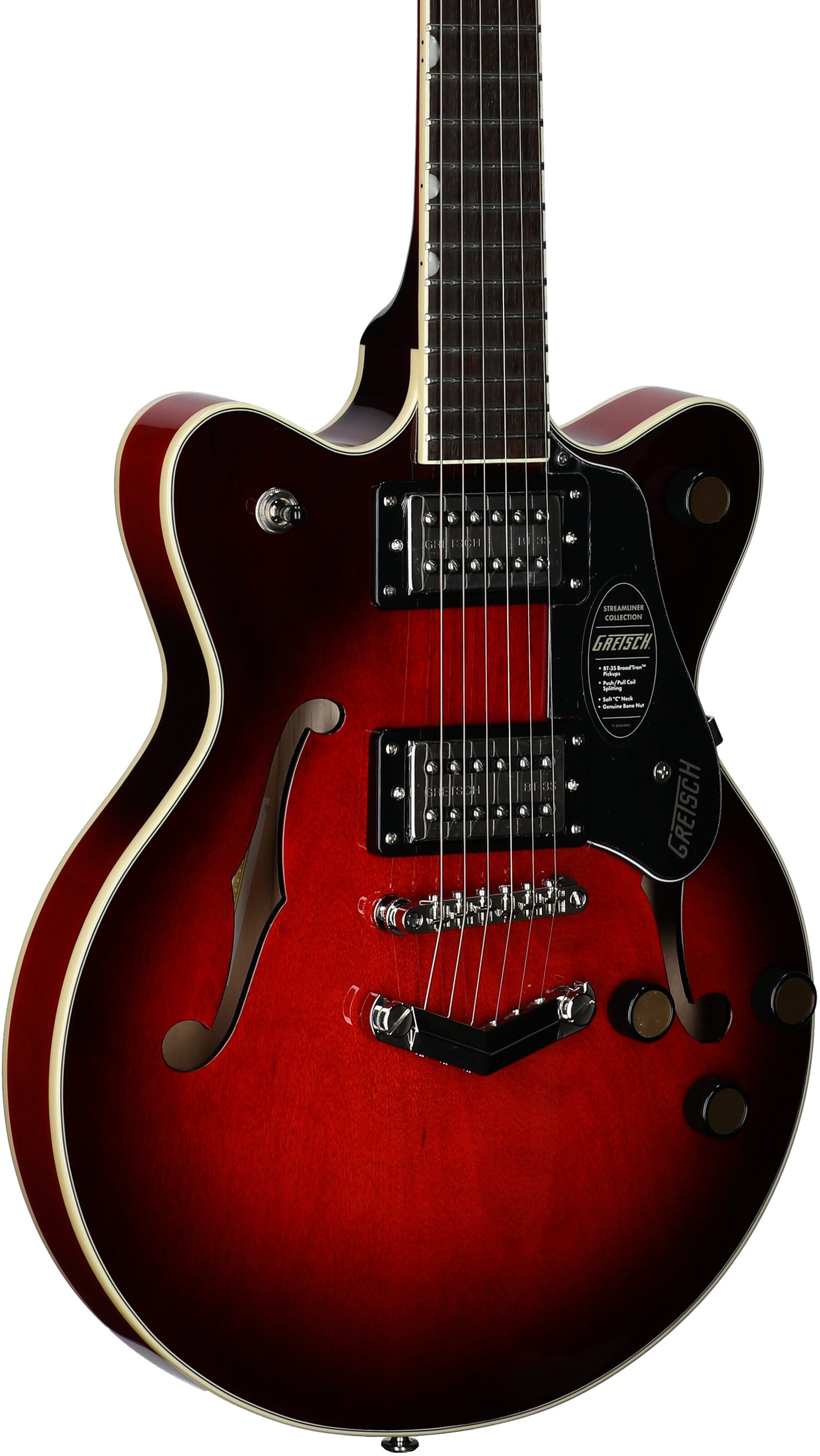 Gretsch G2655 Streamliner CB Junior Electric Guitar, Claret Burst, Full Left Front