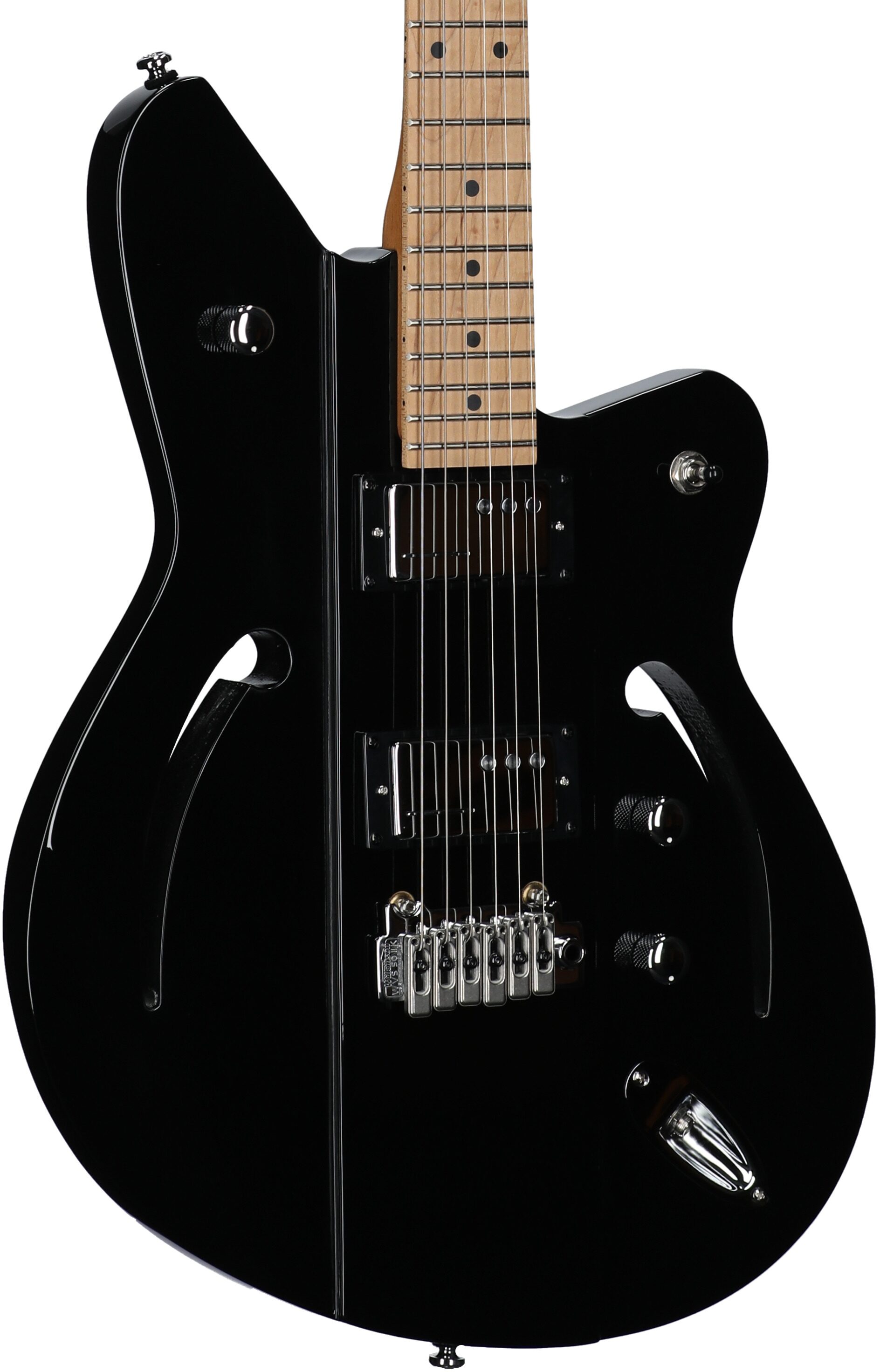 Reverend Airsonic W Electric Guitar, Midnight Black, Full Left Front