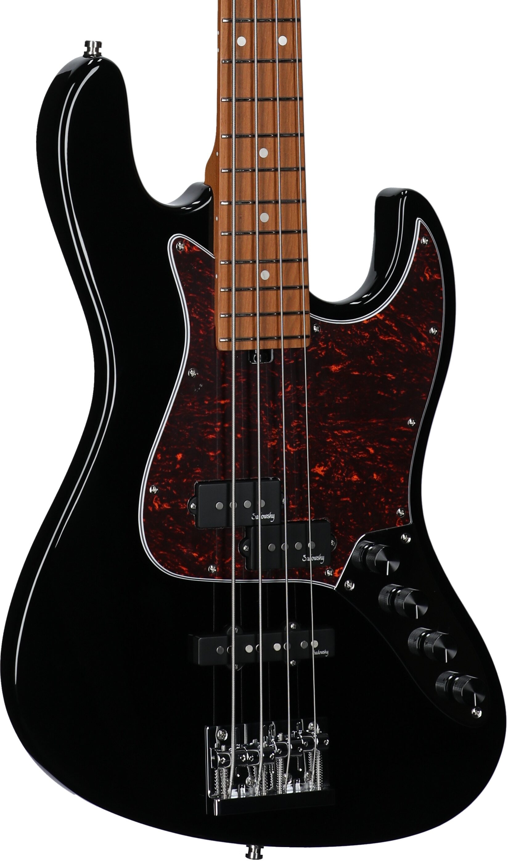 Sadowsky MetroExpress 21-Fret P/J Electric Bass, Maple Fingerboard (with Gig Bag), Black, Full Left Front