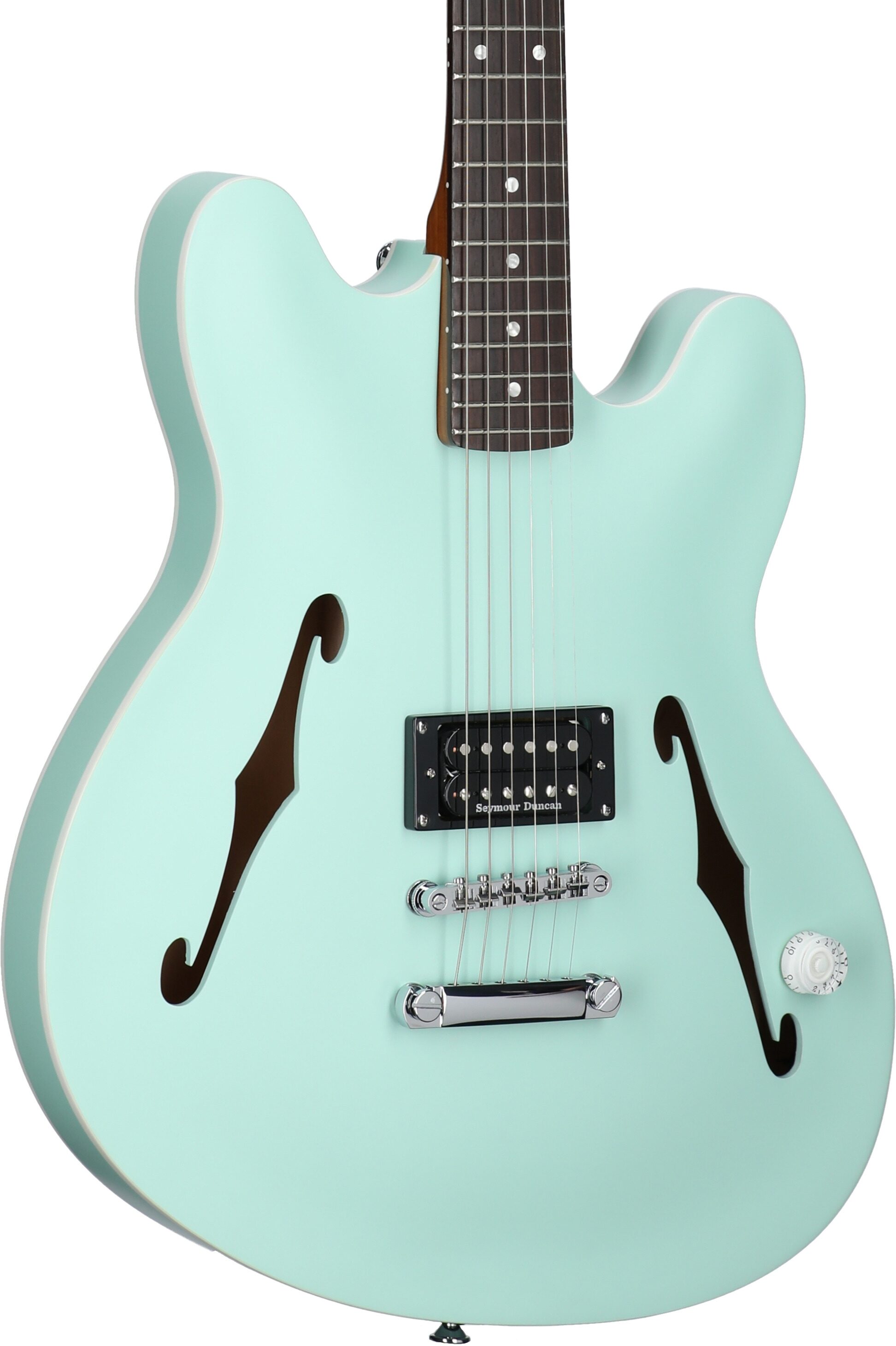 Fender Tom DeLonge Starcaster Electric Guitar, Satin Surf Green, Full Left Front
