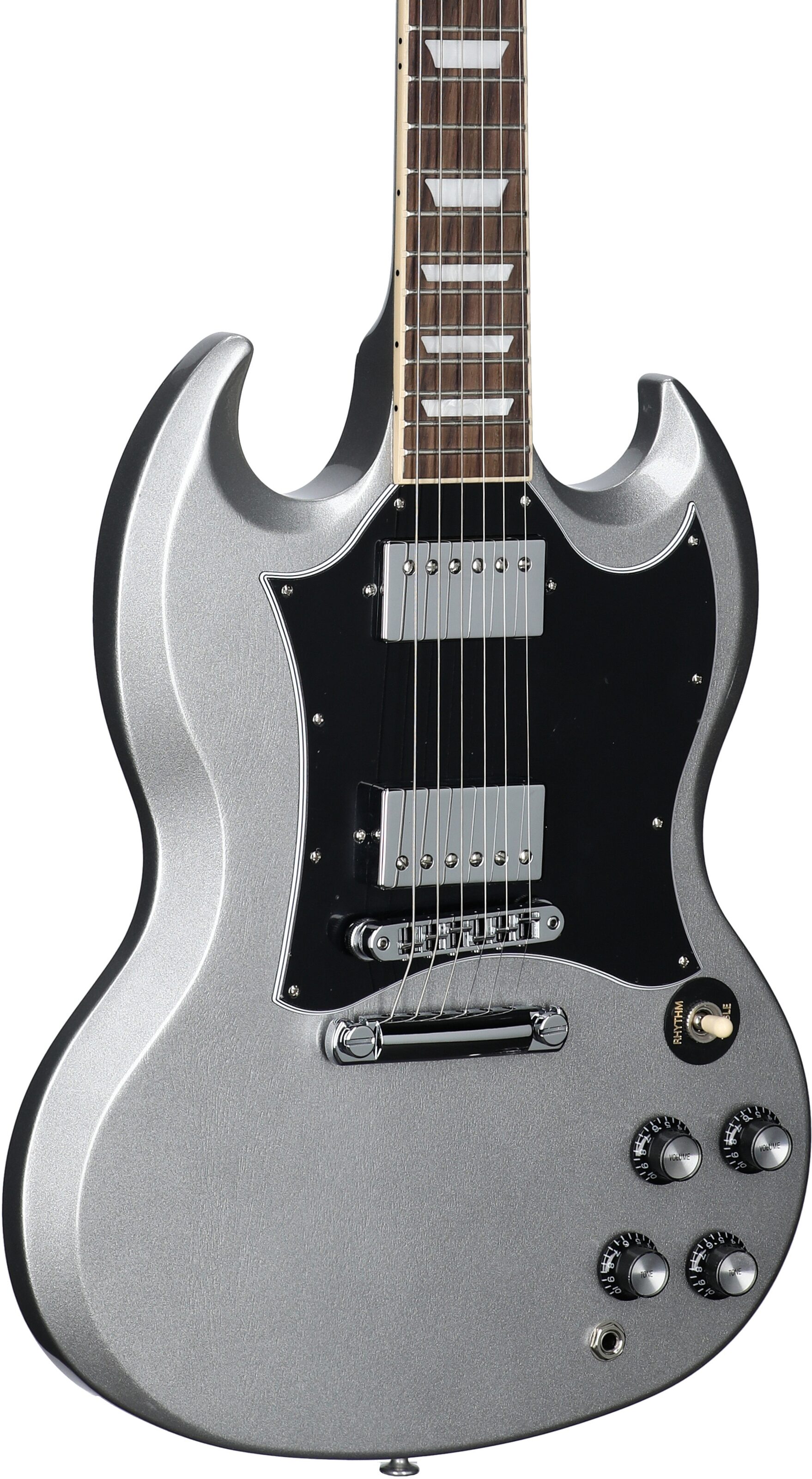 Gibson SG Standard Custom Color Electric Guitar (with Soft Case), Silver Mist, Full Left Front
