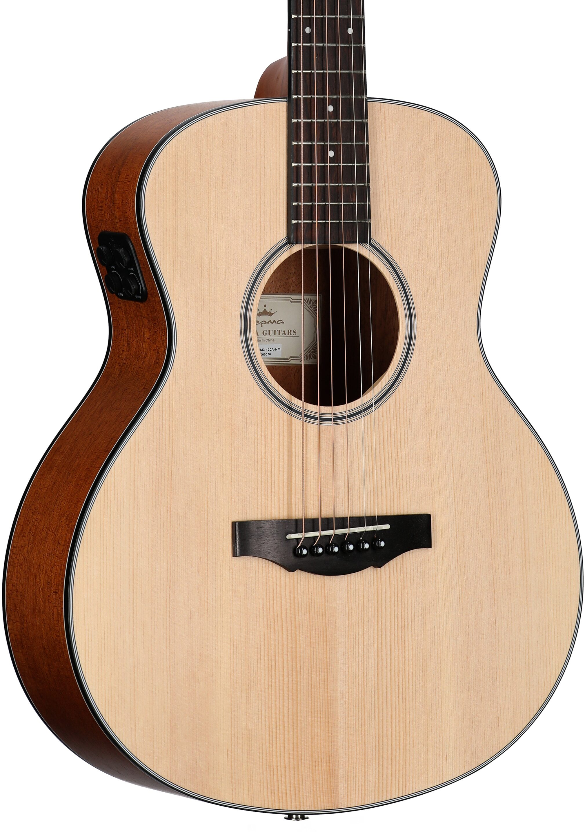 Kepma K3 Series M3-130 Mini Acoustic-Electric Guitar, Natural, Full Left Front