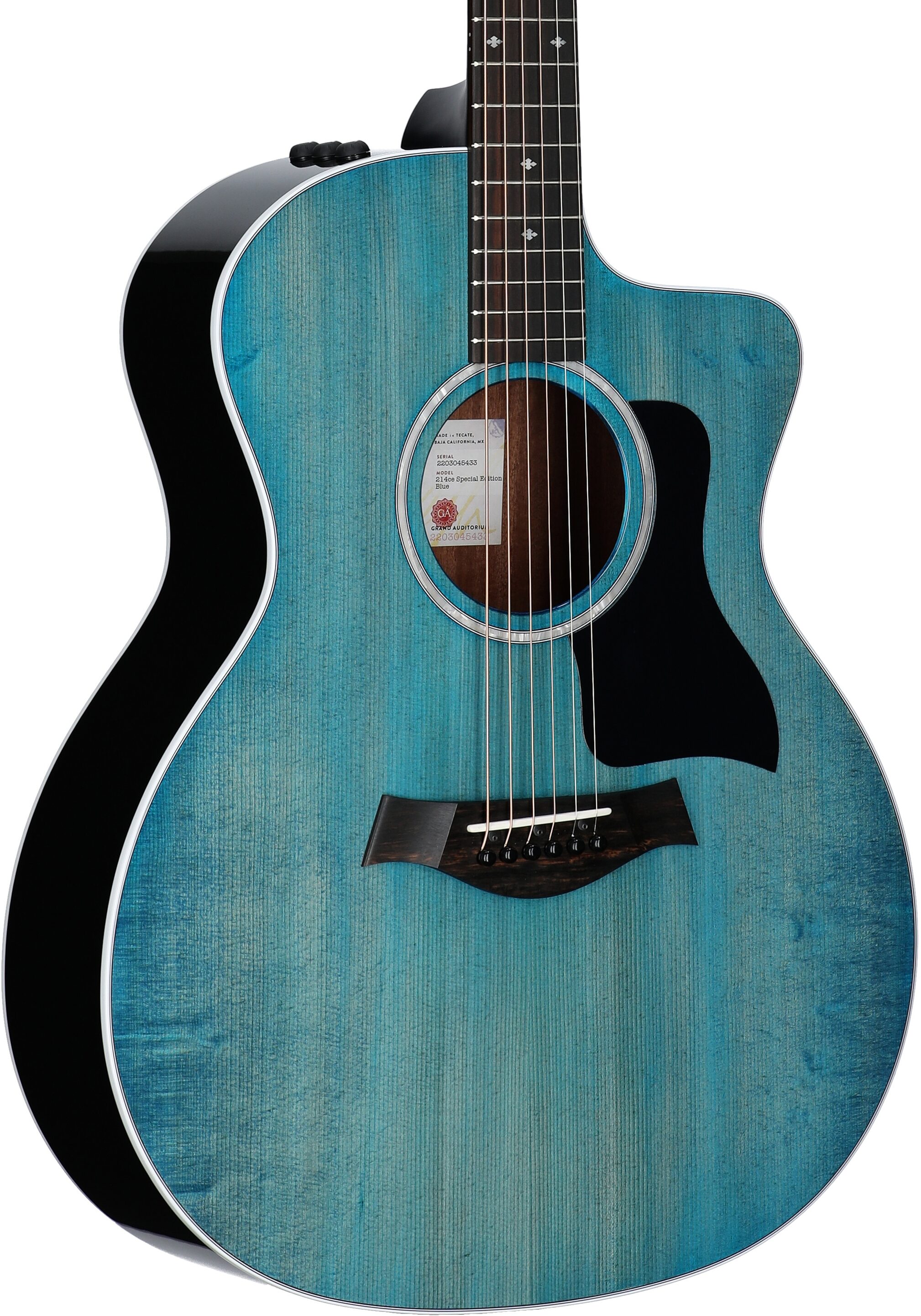 Taylor 214ce-SE Grand Auditorium Acoustic-Electric Guitar (with AeroCase), Blue, Full Left Front