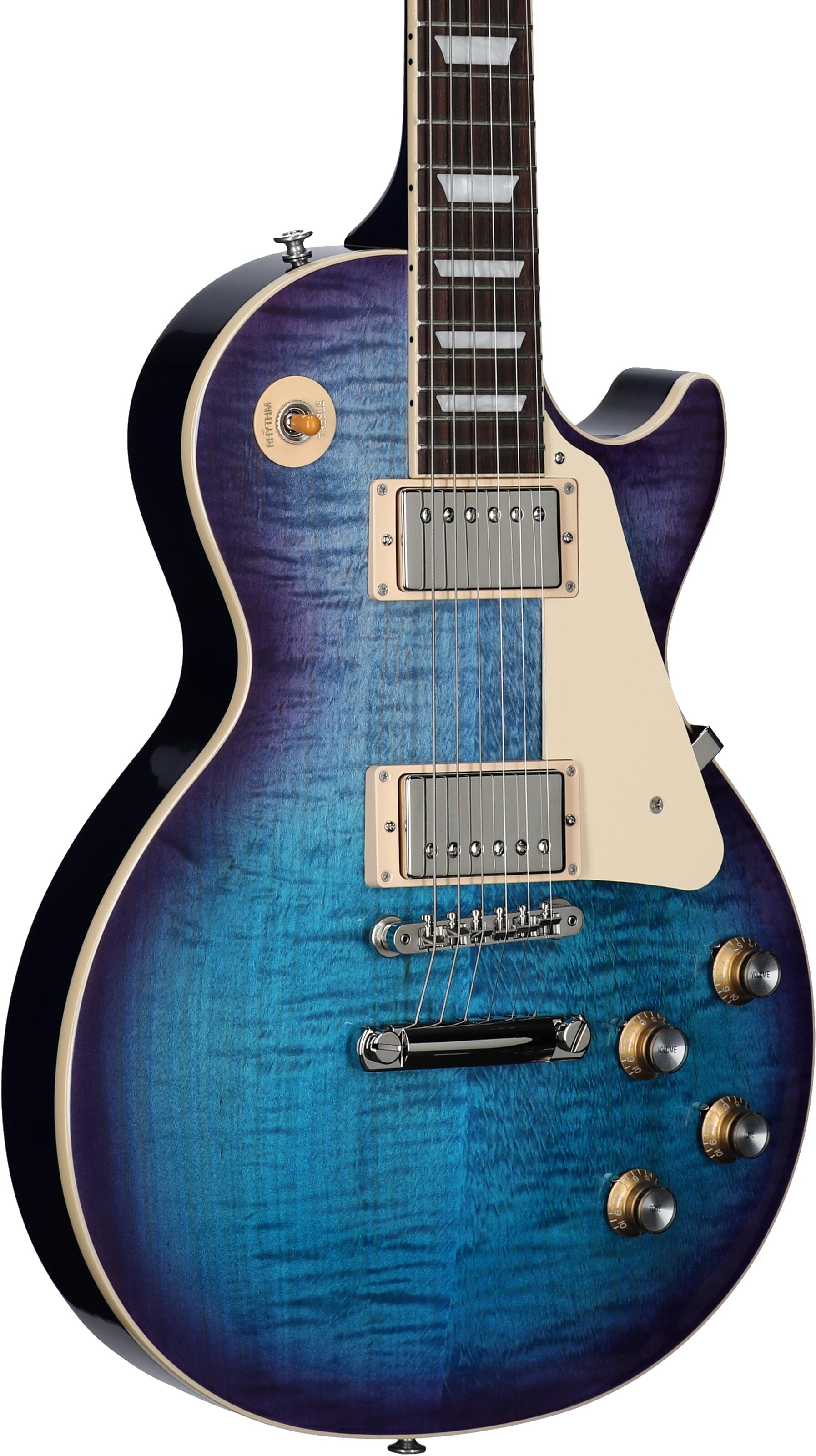 Gibson Les Paul Standard 60s Custom Color Electric Guitar, Figured Top (with Case), Blueberry Burst, Full Left Front
