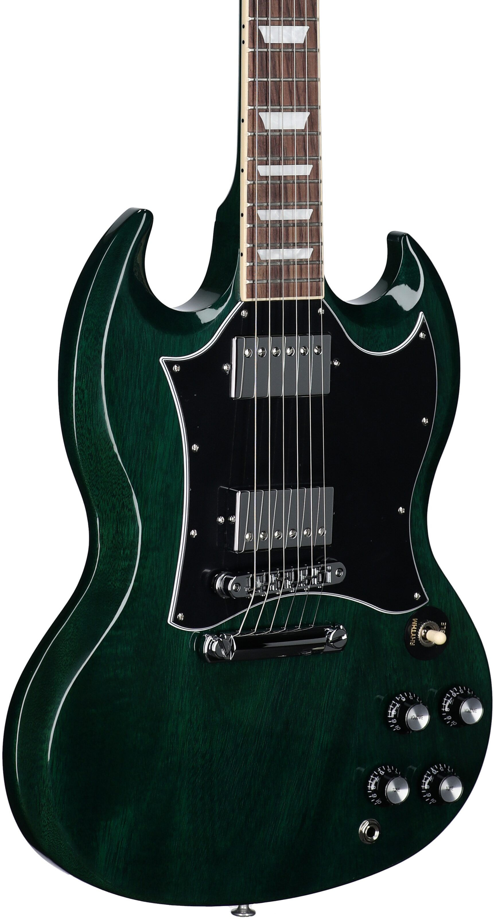 Gibson SG Standard Custom Color Electric Guitar (with Soft Case), Transparent Teal, Full Left Front