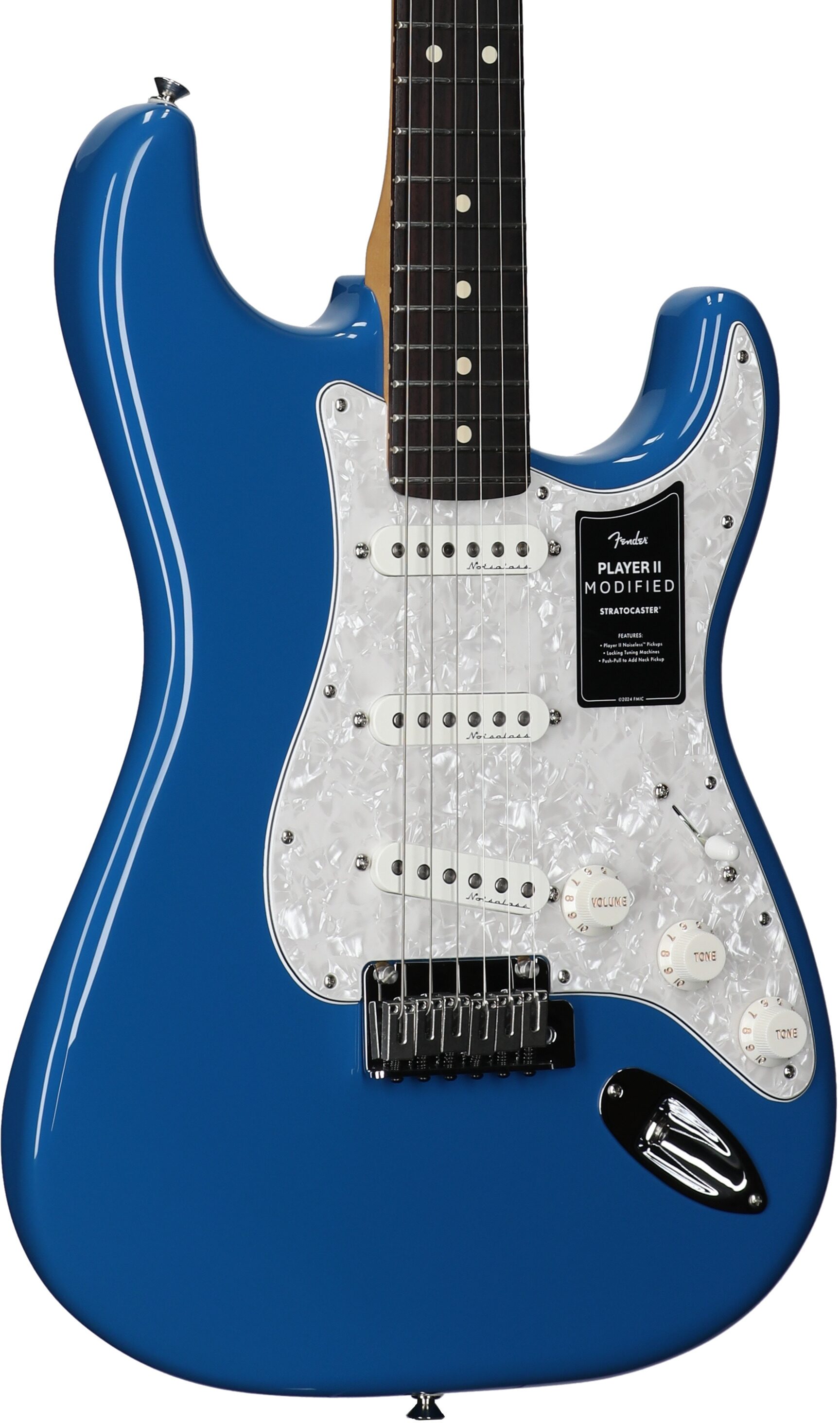 Fender Player II Modified Stratocaster Electric Guitar, Rosewood Fingerboard (with Gig Bag), Electric Blue, Full Left Front