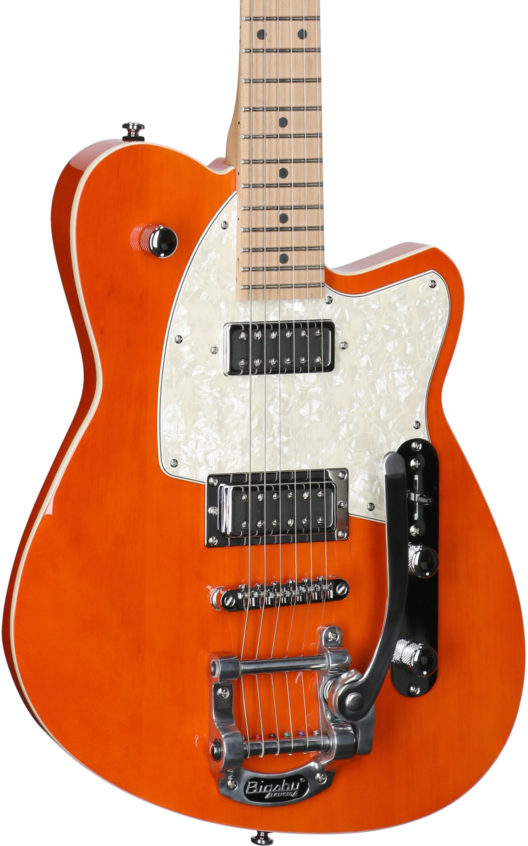 Reverend Flatroc Electric Guitar, Rock Orange, Roasted Maple Fretboard, Full Left Front