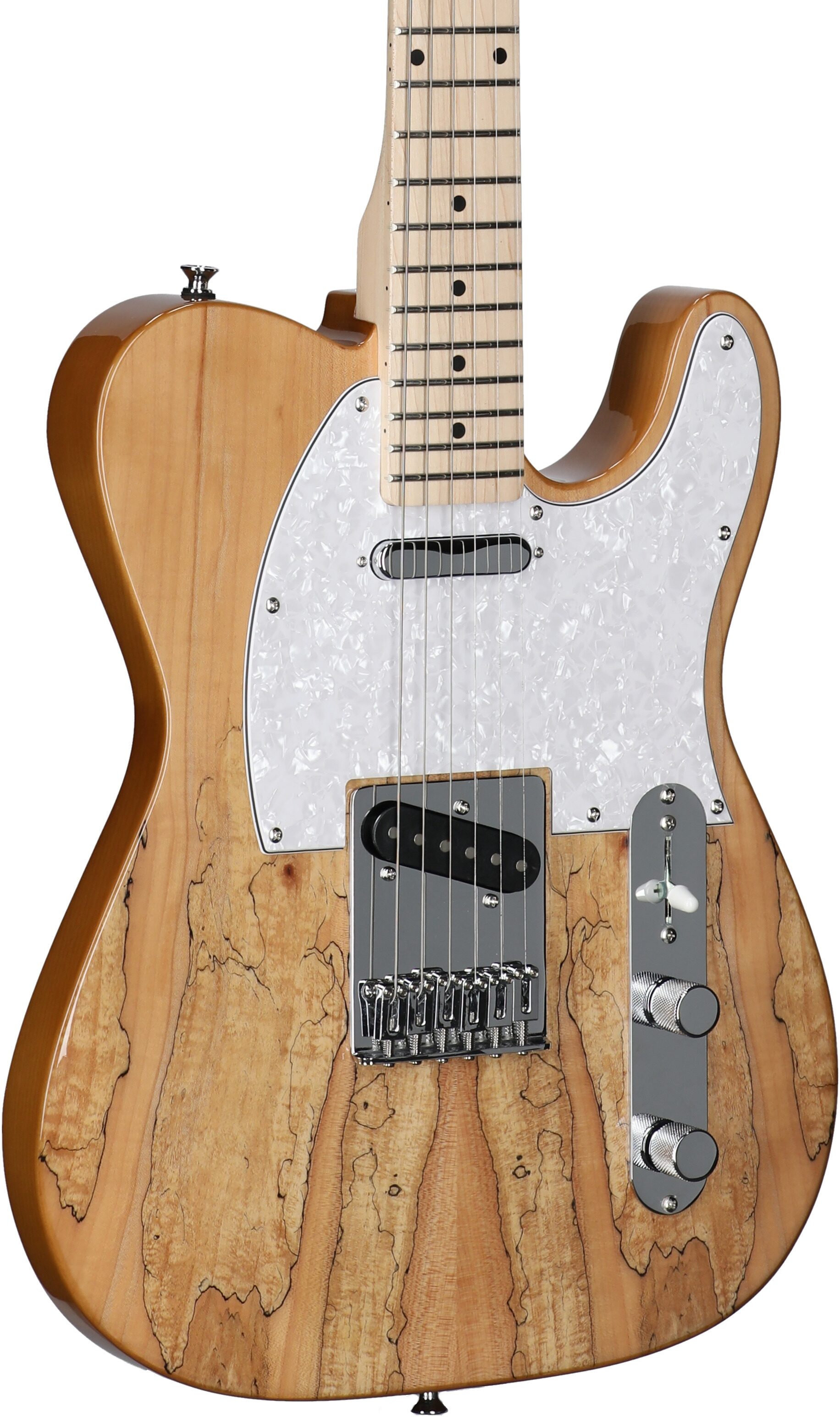 Michael Kelly 1953 Electric Guitar, with Maple Fingerboard, Natural, Spalted Maple Top, Full Left Front