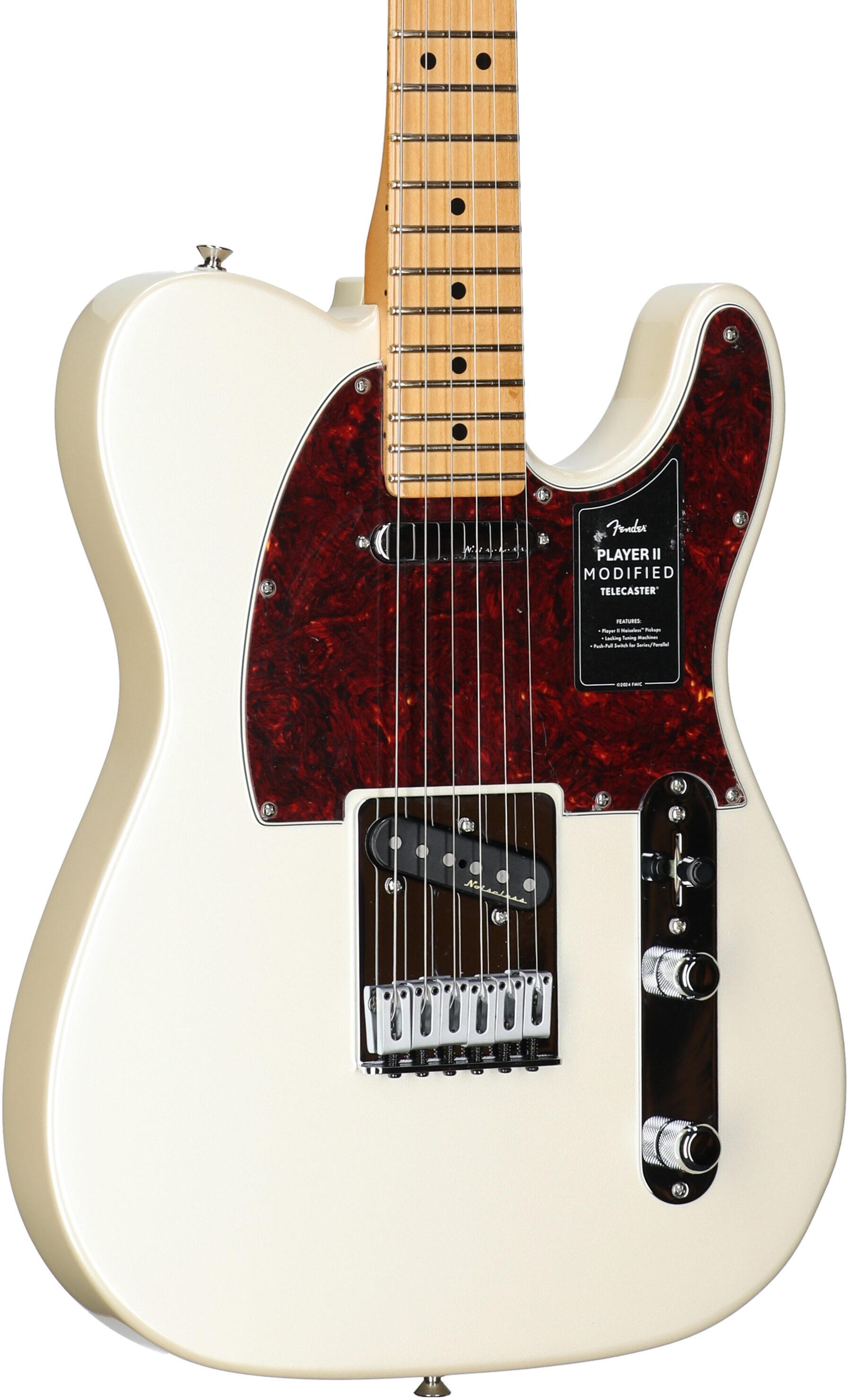 Fender Player II Modified Telecaster Electric Guitar, Maple Fingerboard, Olympic Pearl, Full Left Front
