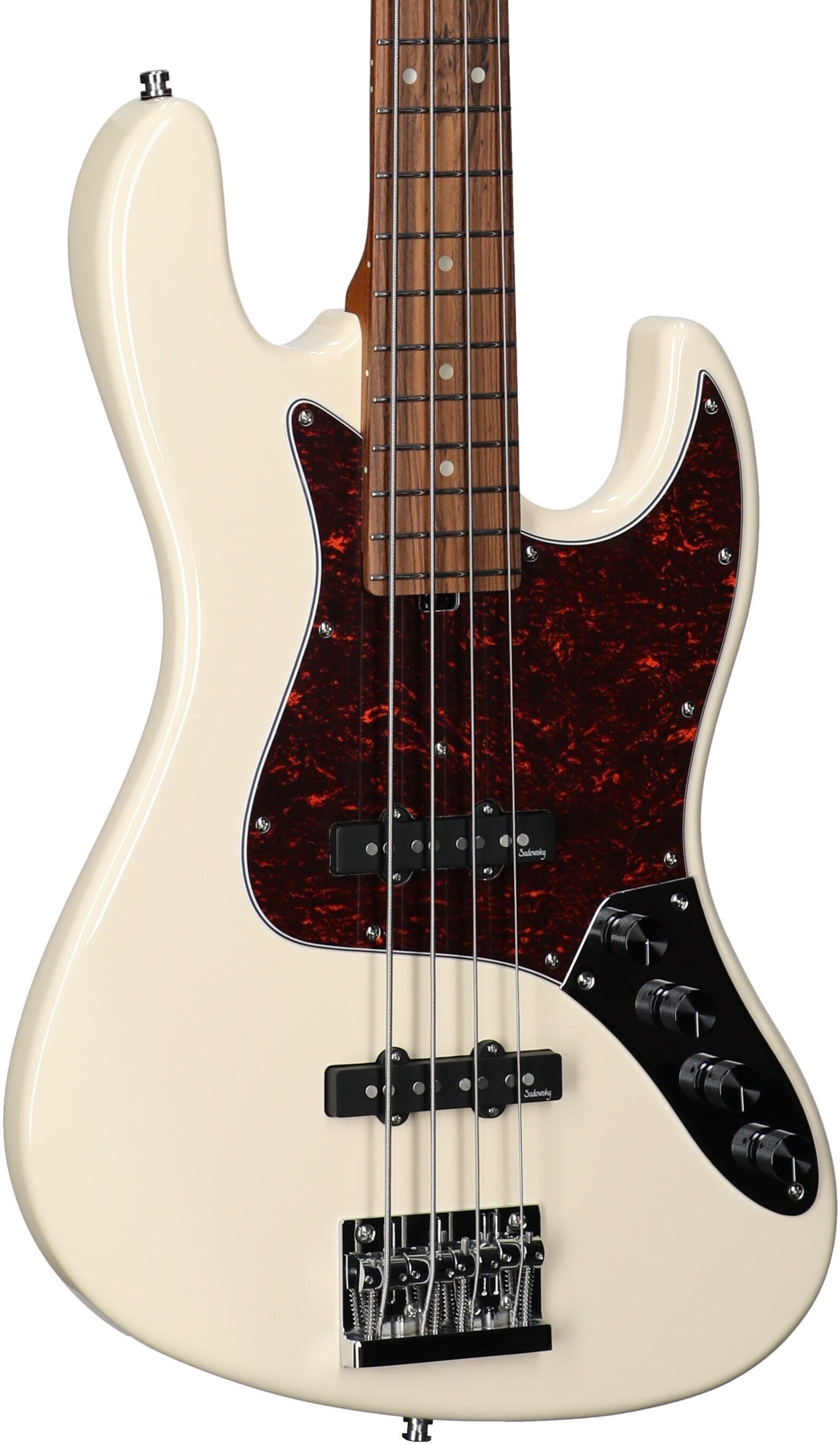 Sadowsky MetroExpress 21-Fret Vintage J/J Electric Bass, with Morado Fingerboard (with Gig Bag), White, Full Left Front
