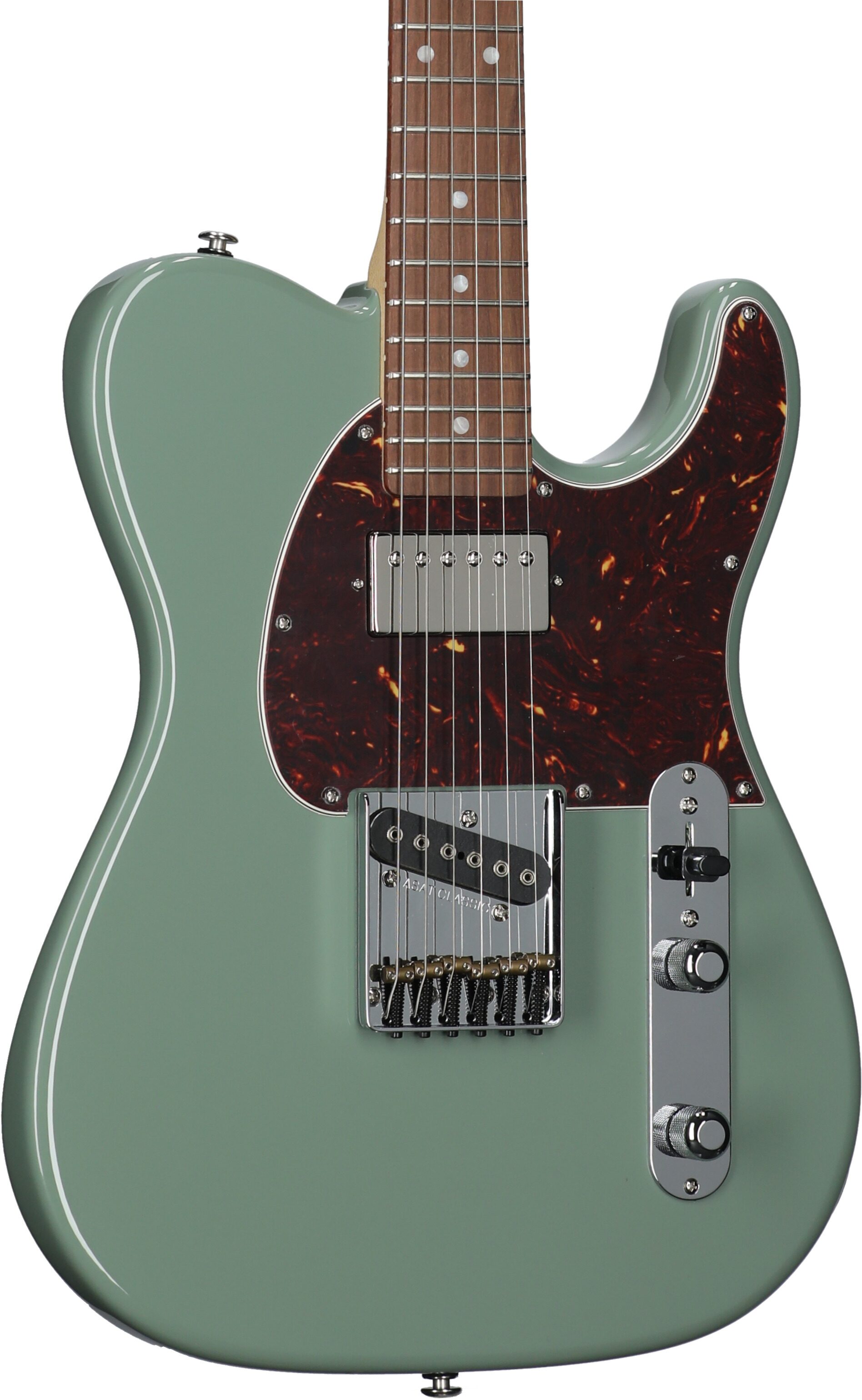 G&L Fullerton Deluxe ASAT Classic Bluesboy Electric Guitar (with Gig Bag), Matcha Tea, Full Left Front