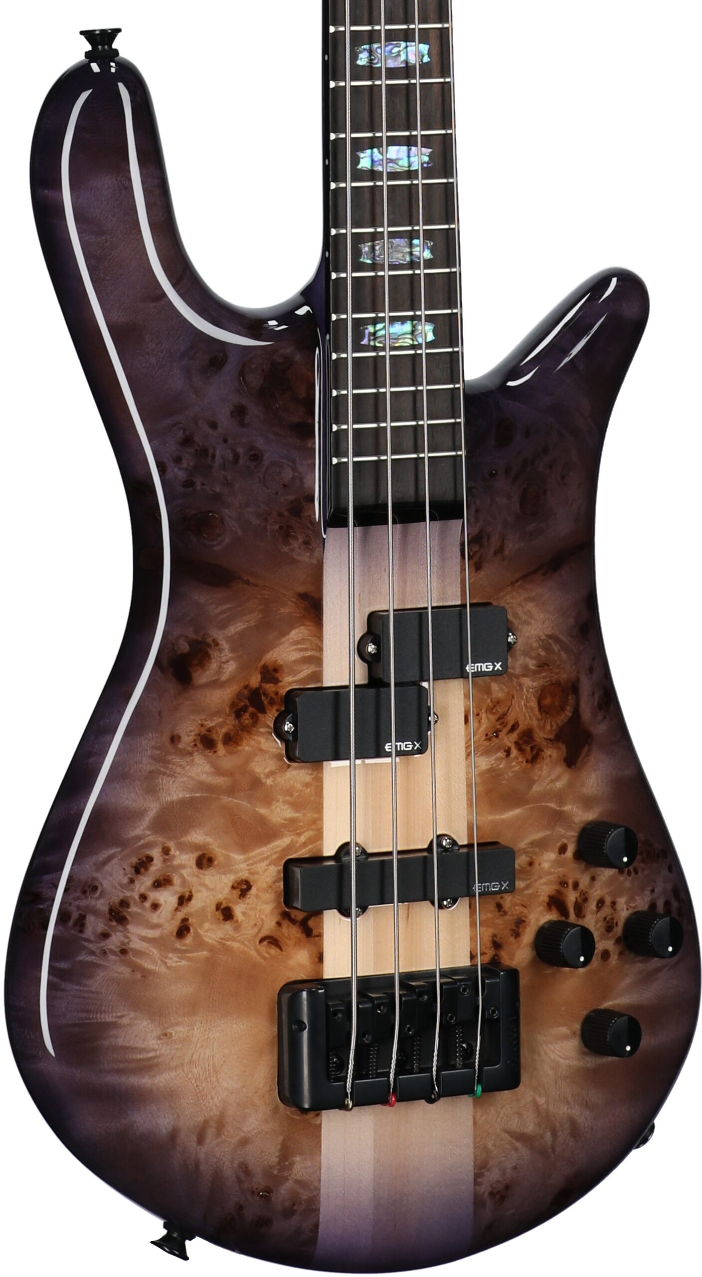 Spector Euro 4 Custom Electric Bass (with Gig Bag), Natural Violet Burst Gloss, Full Left Front
