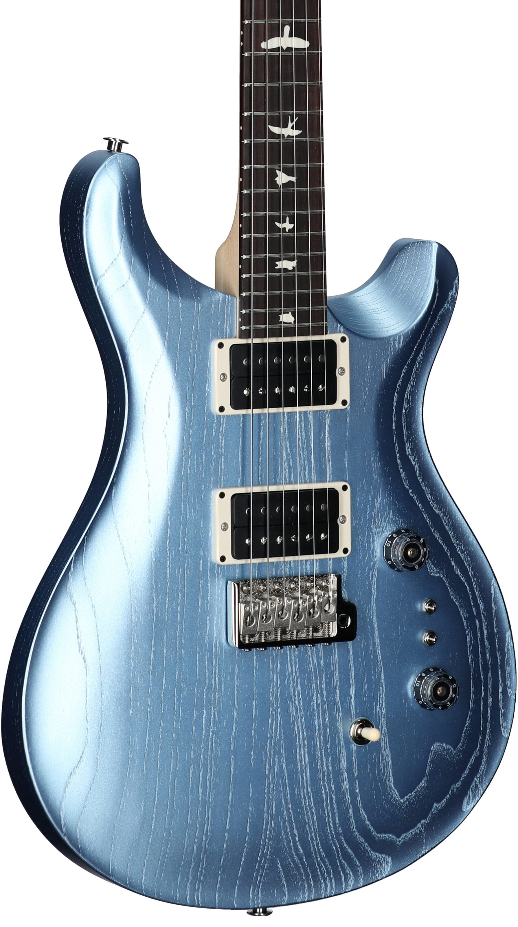 PRS Paul Reed Smith CE 24-08 Swamp Ash Electric Guitar (with Gig Bag), Swamp Ash Satin Frost Blue Metallic, Full Left Front