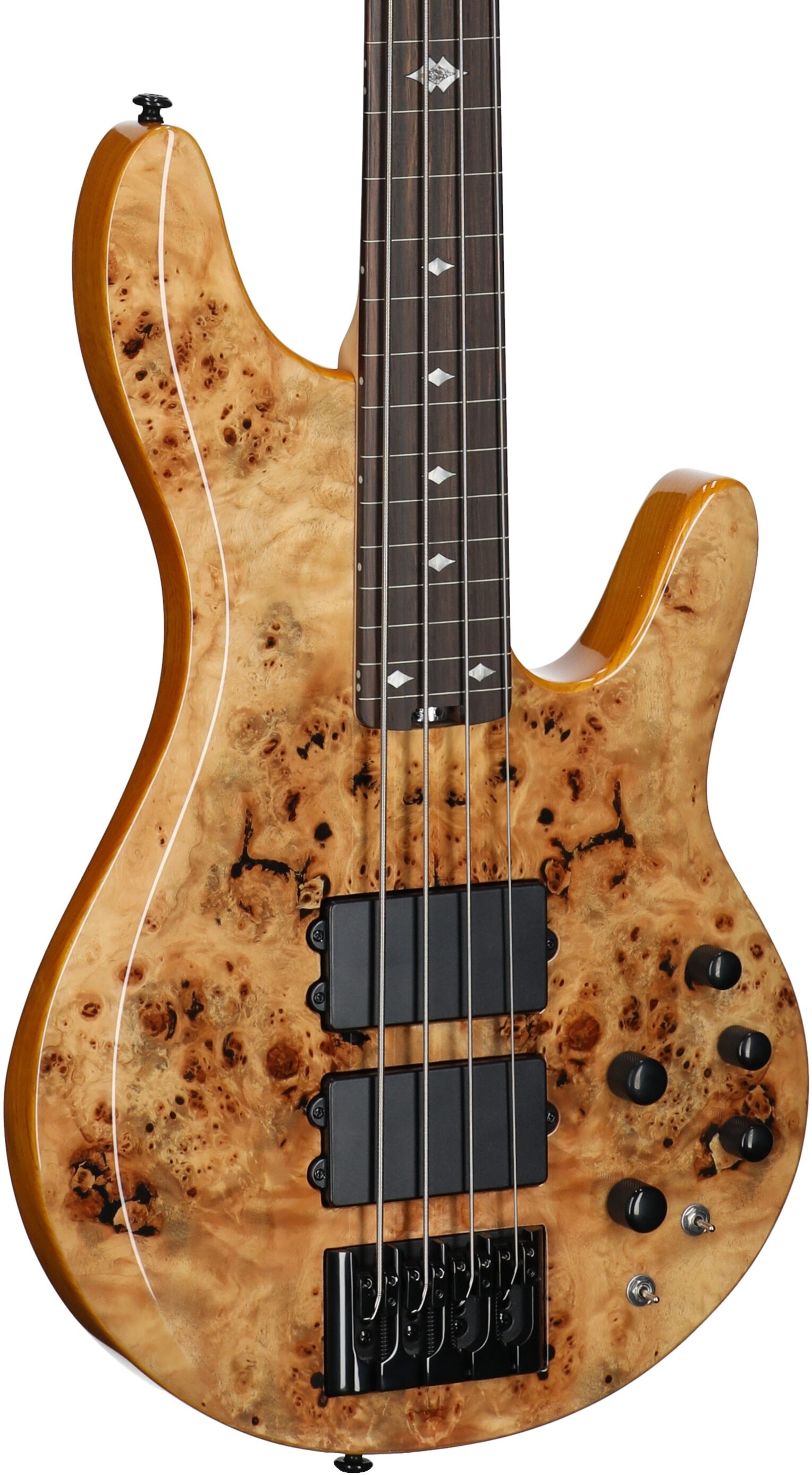 Michael Kelly Pinnacle 4 Electric Bass, Natural Burl, Full Left Front