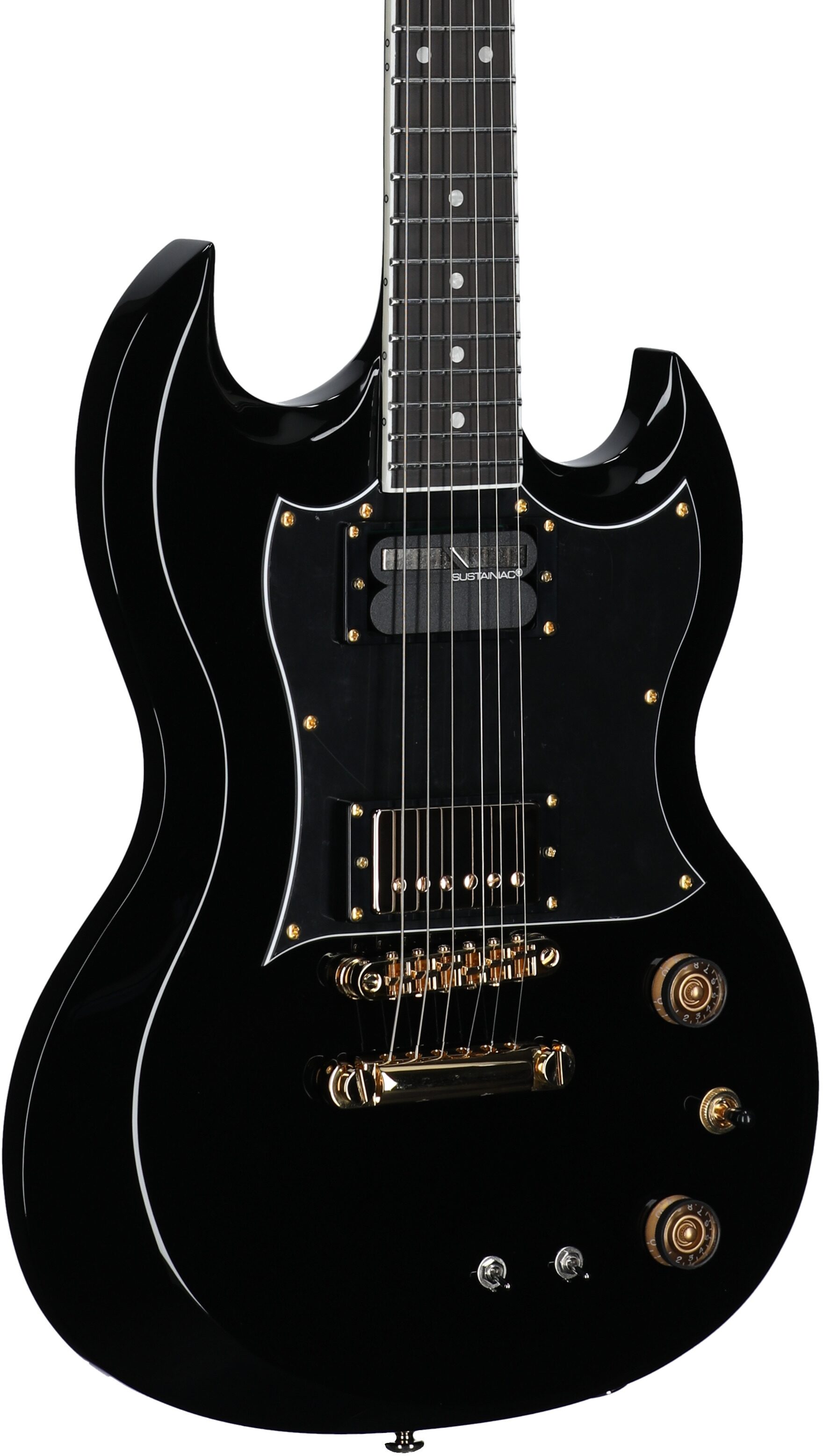Schecter ZV-H6LLYW66D-S Zacky Vengeance Electric Guitar, Gloss Black, Full Left Front