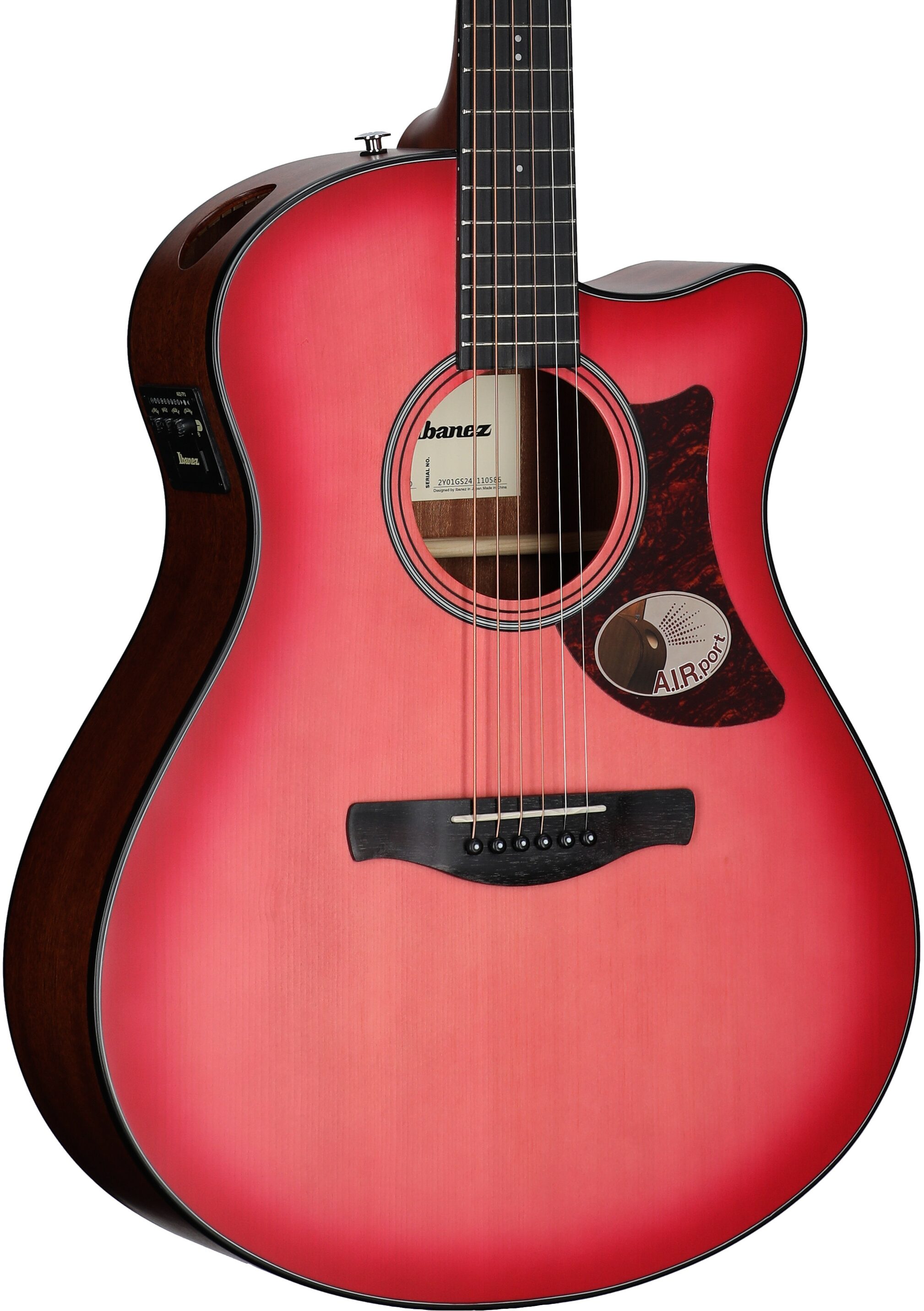 Ibanez AAM50CE Advanced Acoustic-Electric Guitar, Coral Red Burst, Full Left Front