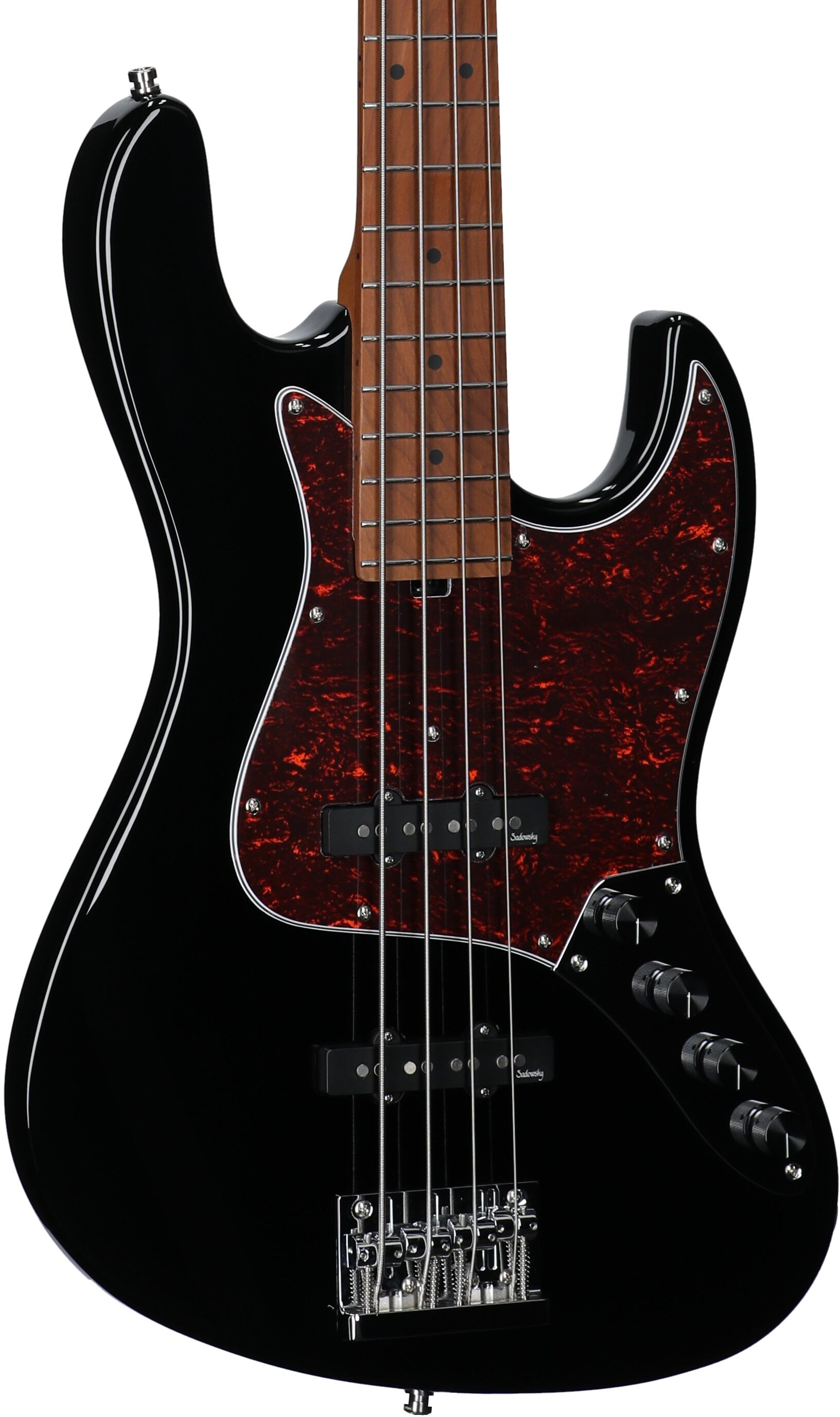 Sadowsky MetroExpress 21-Fret Vintage J/J Electric Bass, Maple Fingerboard, Black, Full Left Front