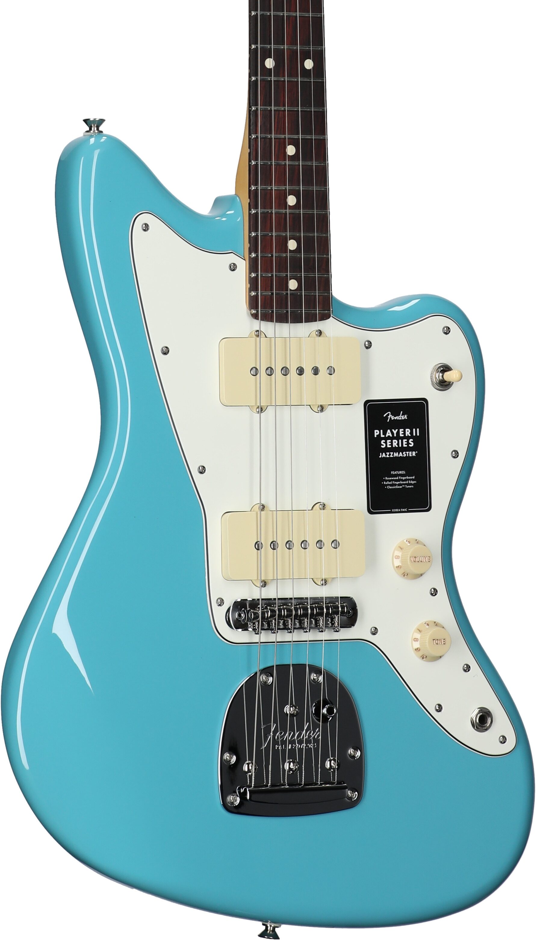 Fender Player II Jazzmaster Electric Guitar, with Rosewood Fingerboard, Aquatone Blue, Full Left Front