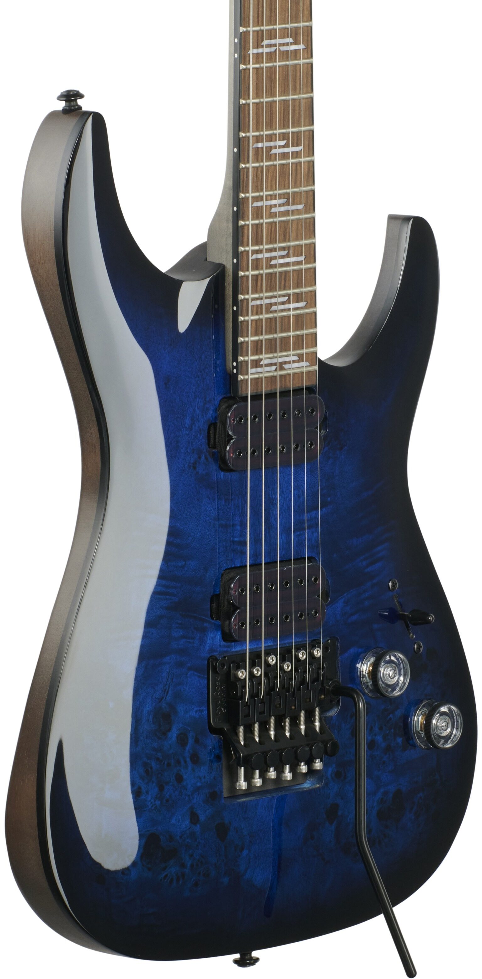 Schecter Omen Elite-6FR Electric Guitar, See-Thru Blue Burst, Full Left Front