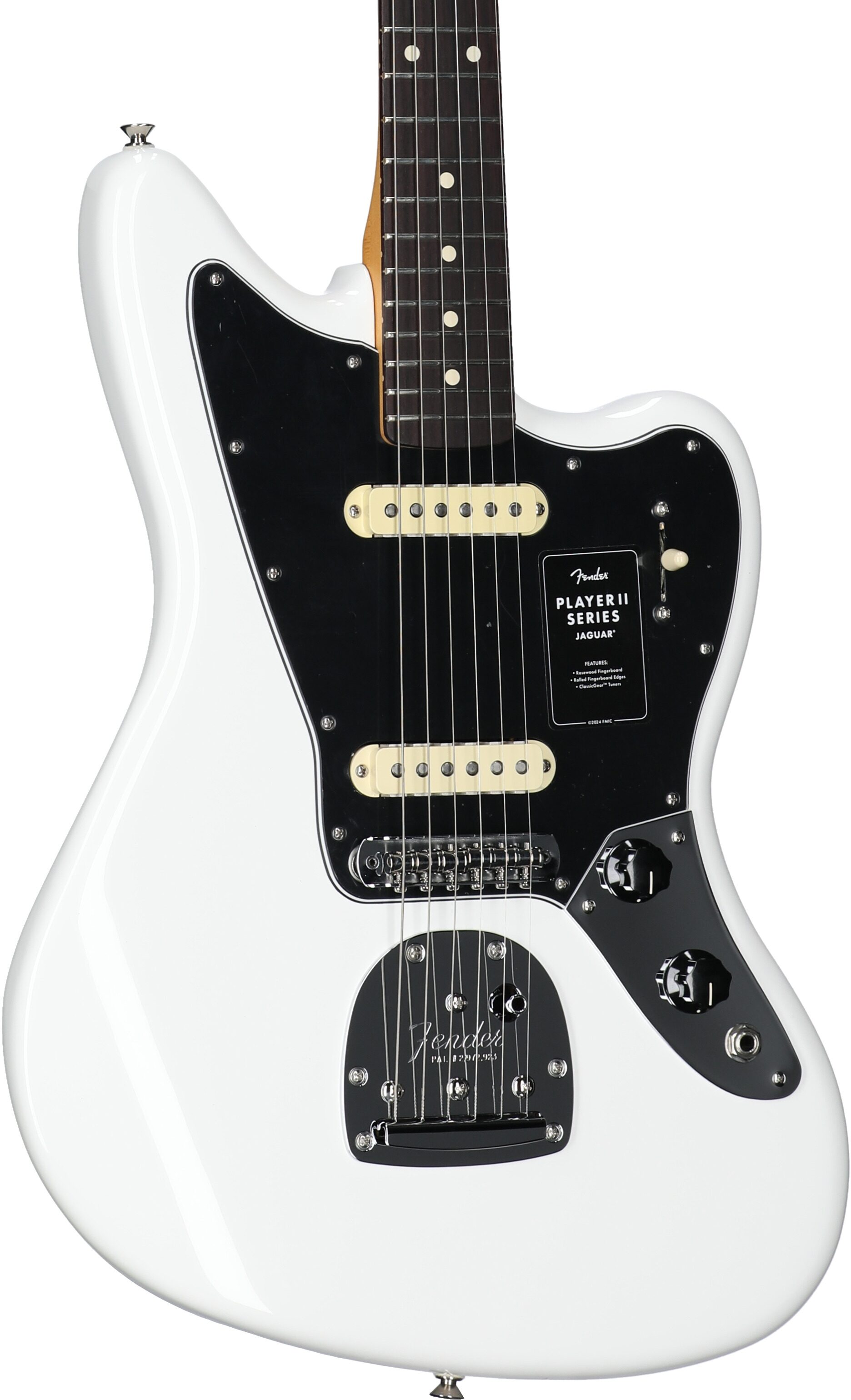 Fender Player II Jaguar Electric Guitar, with Rosewood Fingerboard, Polar White, Full Left Front