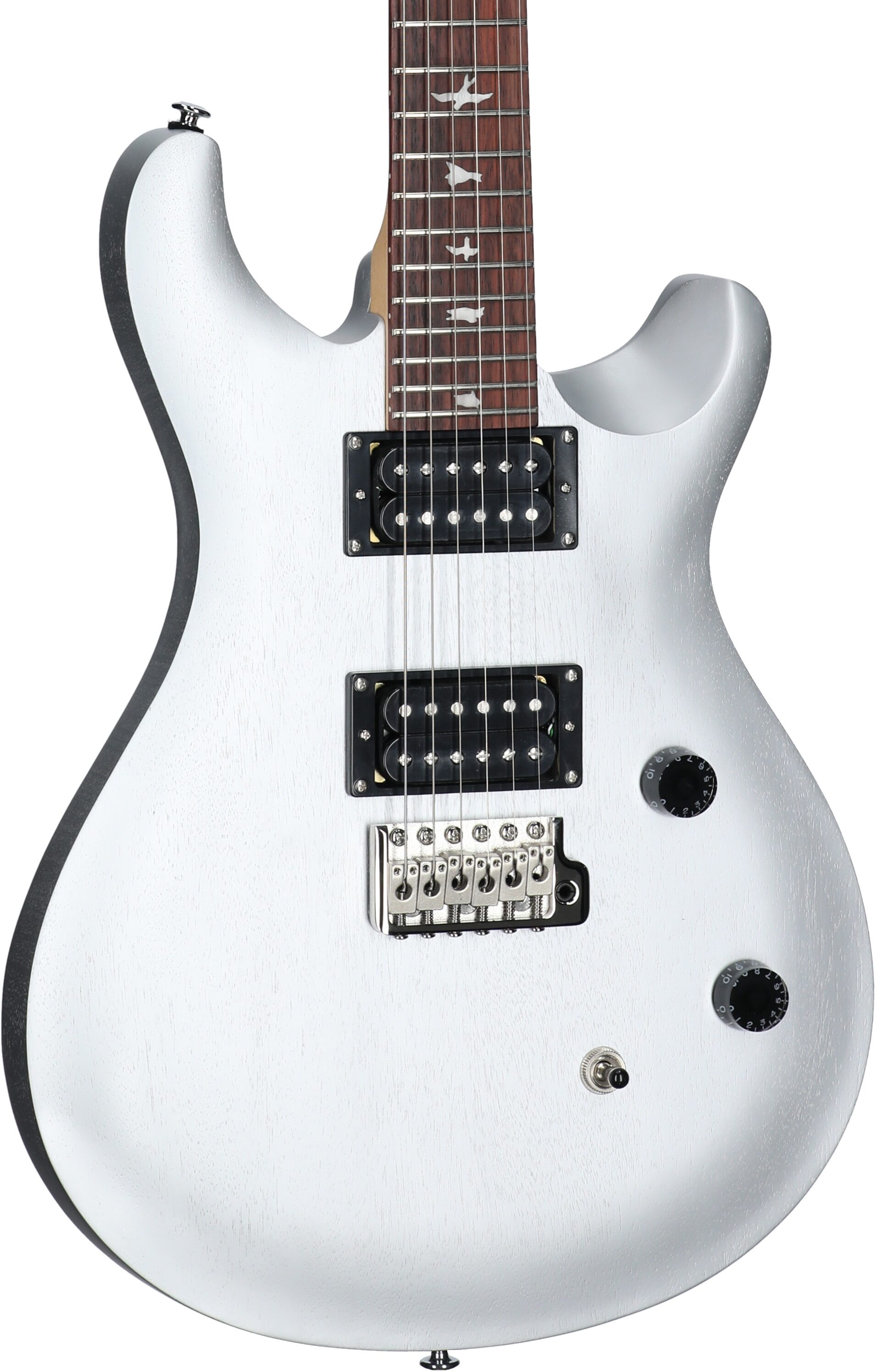 PRS Paul Reed Smith SE CE24 Standard Satin Electric Guitar (with Gig Bag), Metallic Silver, Full Left Front