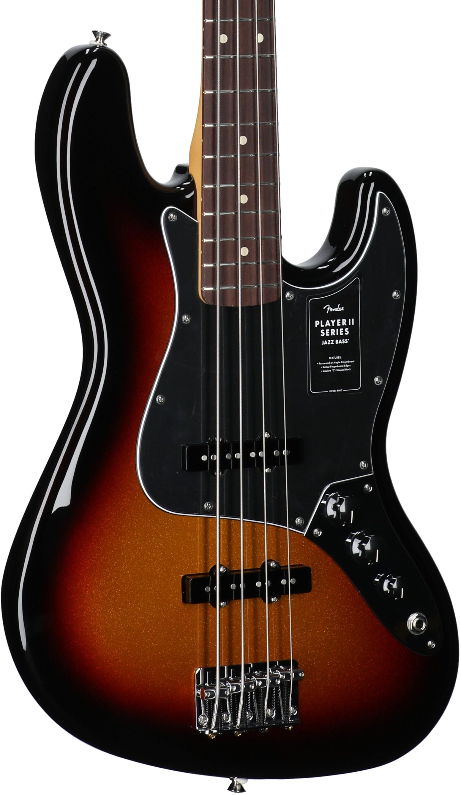 Fender Player II Jazz Electric Bass, with Rosewood Fingerboard, Sparkle 3-Color Sunburst, Full Left Front