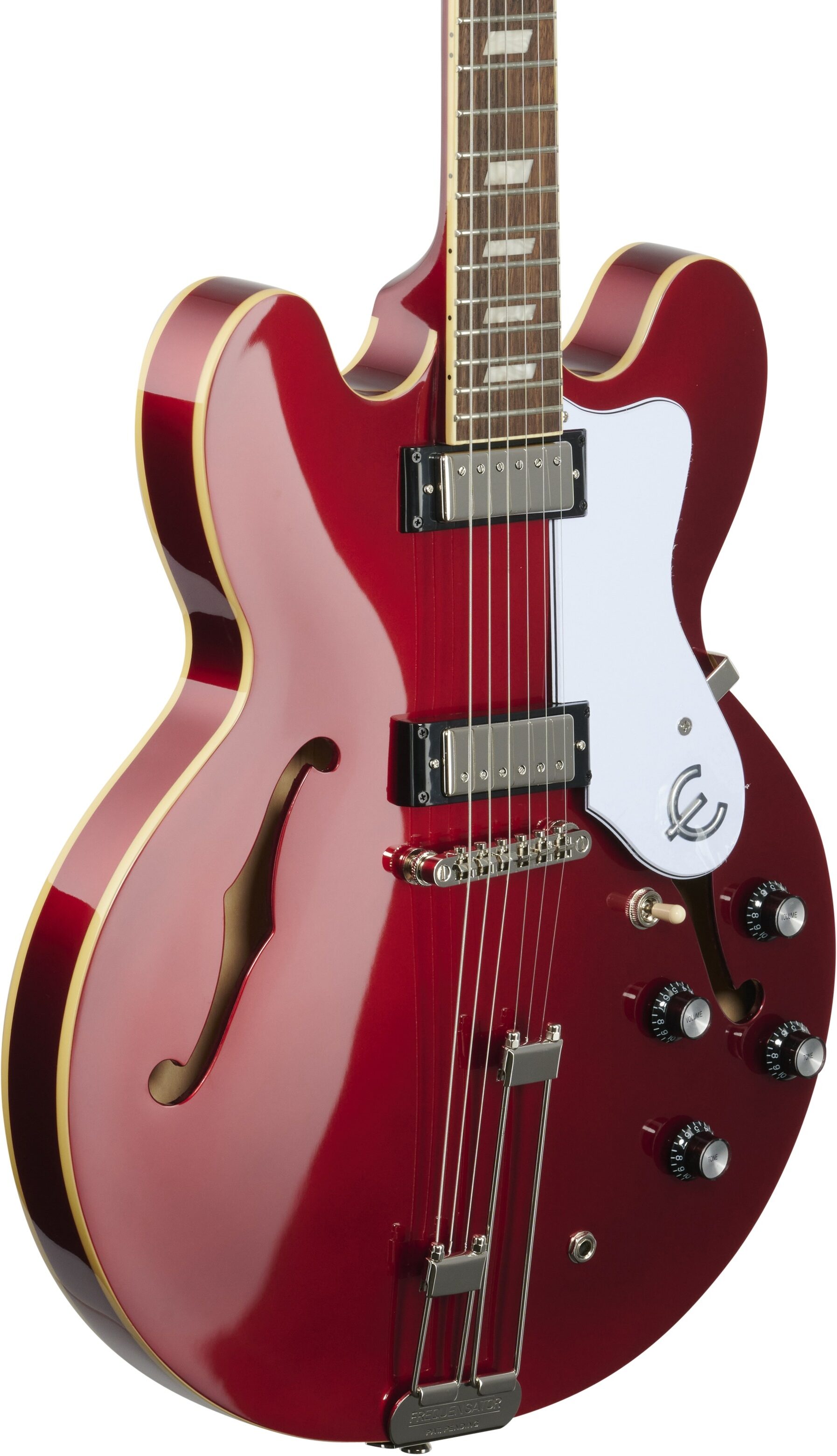 Epiphone Riviera Semi-Hollowbody Archtop Electric Guitar, Sparkling Burgundy, Full Left Front