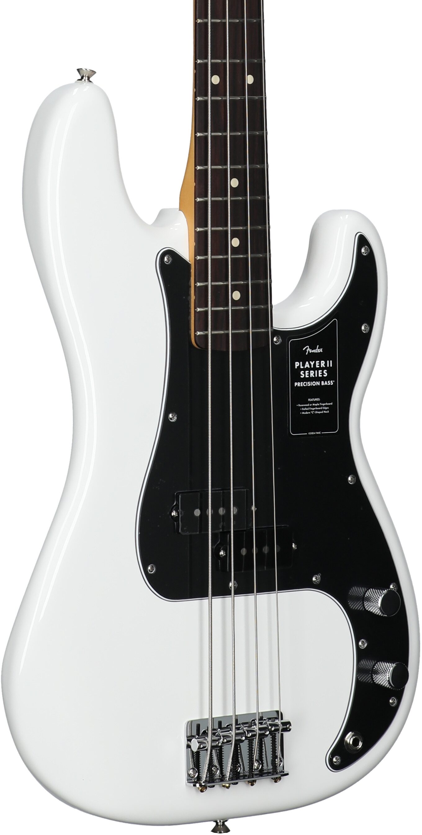 Fender Player II Precision Electric Bass, with Rosewood Fingerboard, Polar White, Full Left Front
