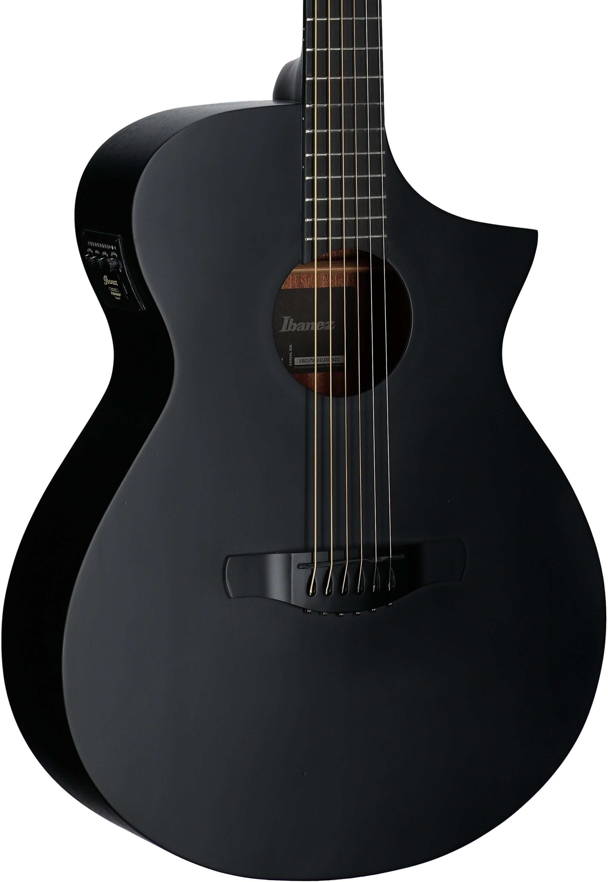 Ibanez AEWC621 Acoustic-Electric Guitar, Black Out, Full Left Front