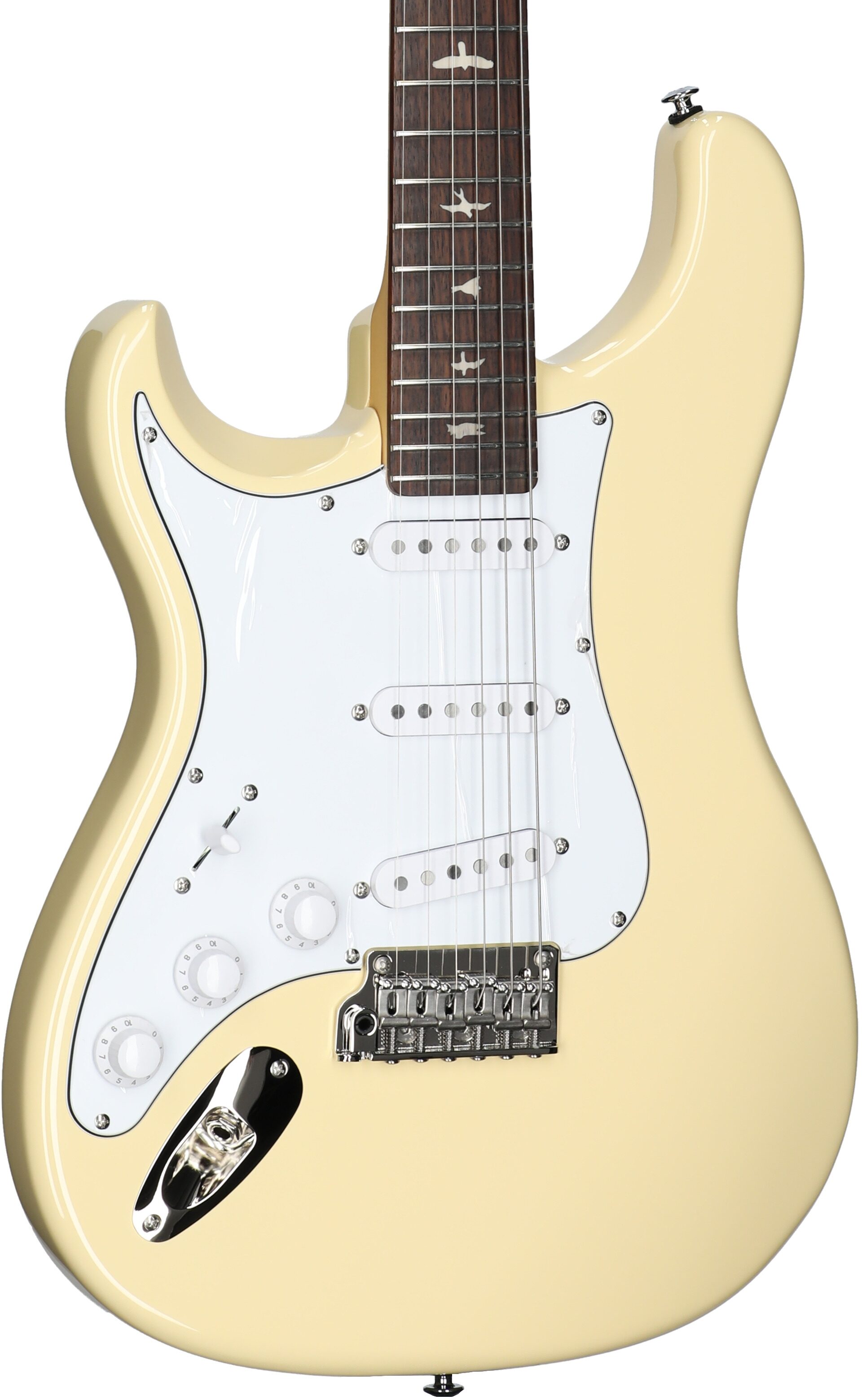 PRS Paul Reed Smith SE Silver Sky Electric Guitar, Left-Handed, Maple Fretboard (with Gig Bag), Moon White, Open Box (Very Good), Full Left Front