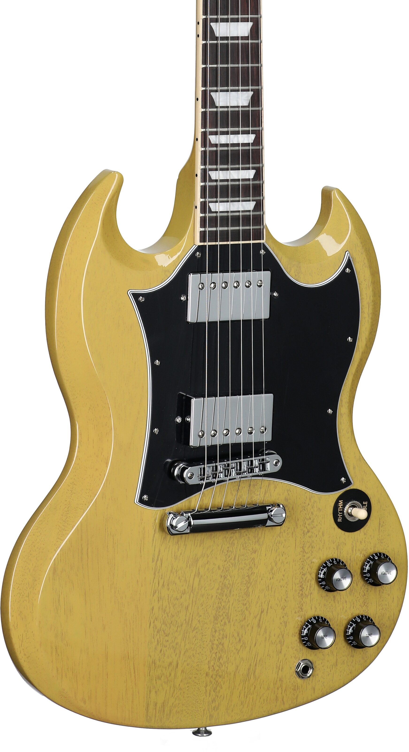 Gibson SG Standard Custom Color Electric Guitar (with Soft Case), TV Yellow, Full Left Front