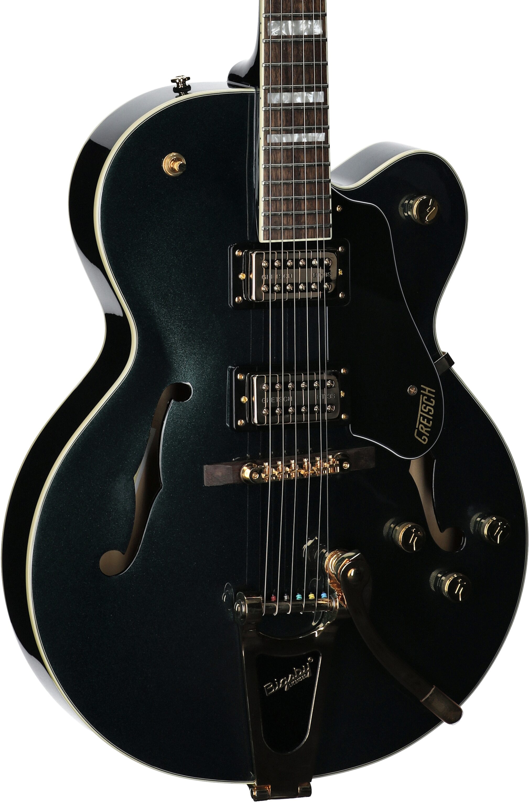 Gretsch G2420T Streamliner HB Electric Guitar with Bigsby Tremolo, Cadillac Green, Full Left Front