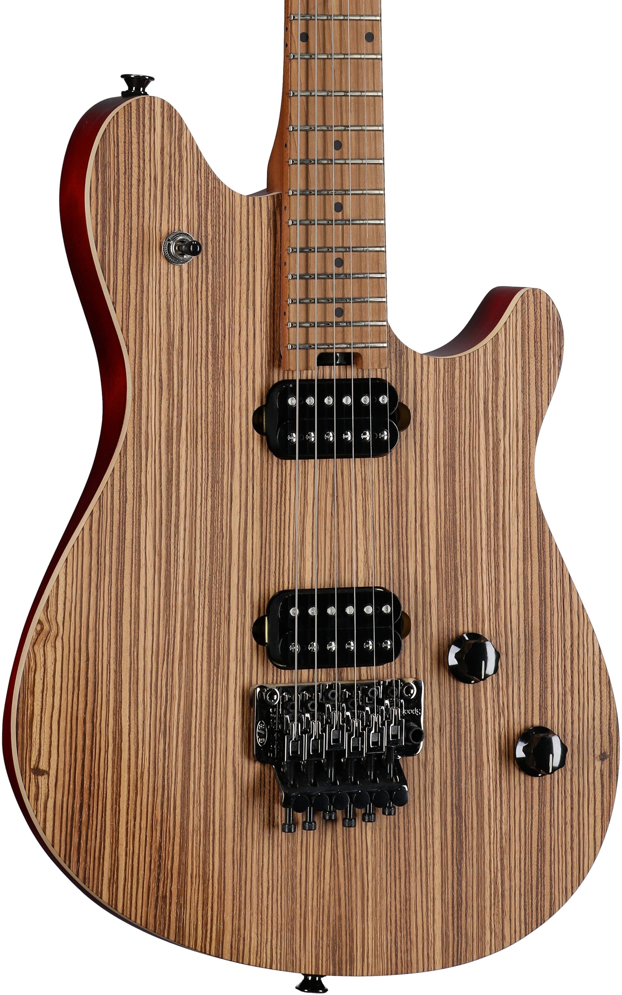EVH Eddie Van Halen WG Wolfgang Standard Exotic Electric Guitar, with Maple Fingerboard, Zebrawood Natural, Full Left Front