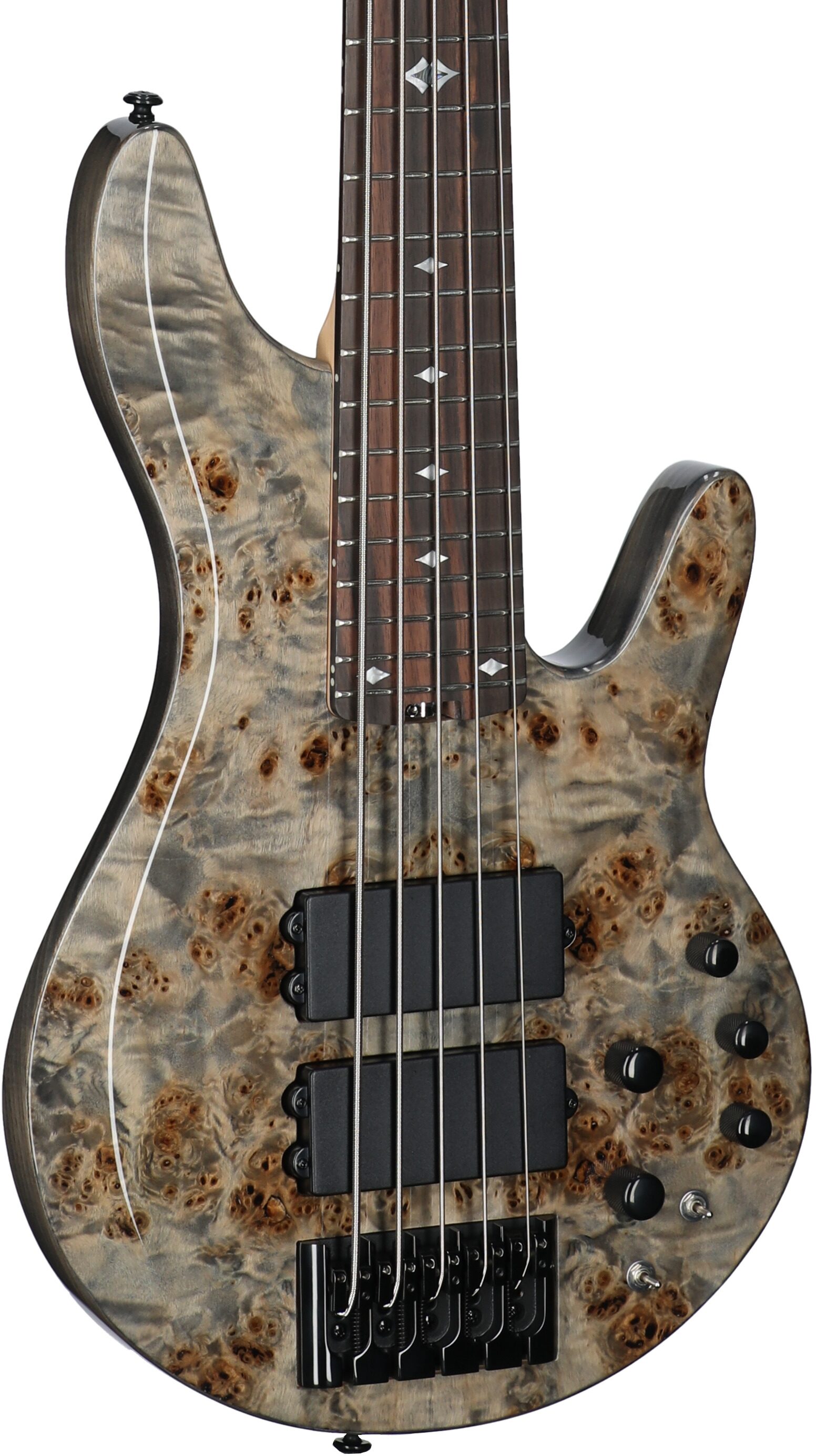 Michael Kelly Pinnacle 5 Custom Electric Bass Guitar, 5-String, Grey Burl, Full Left Front