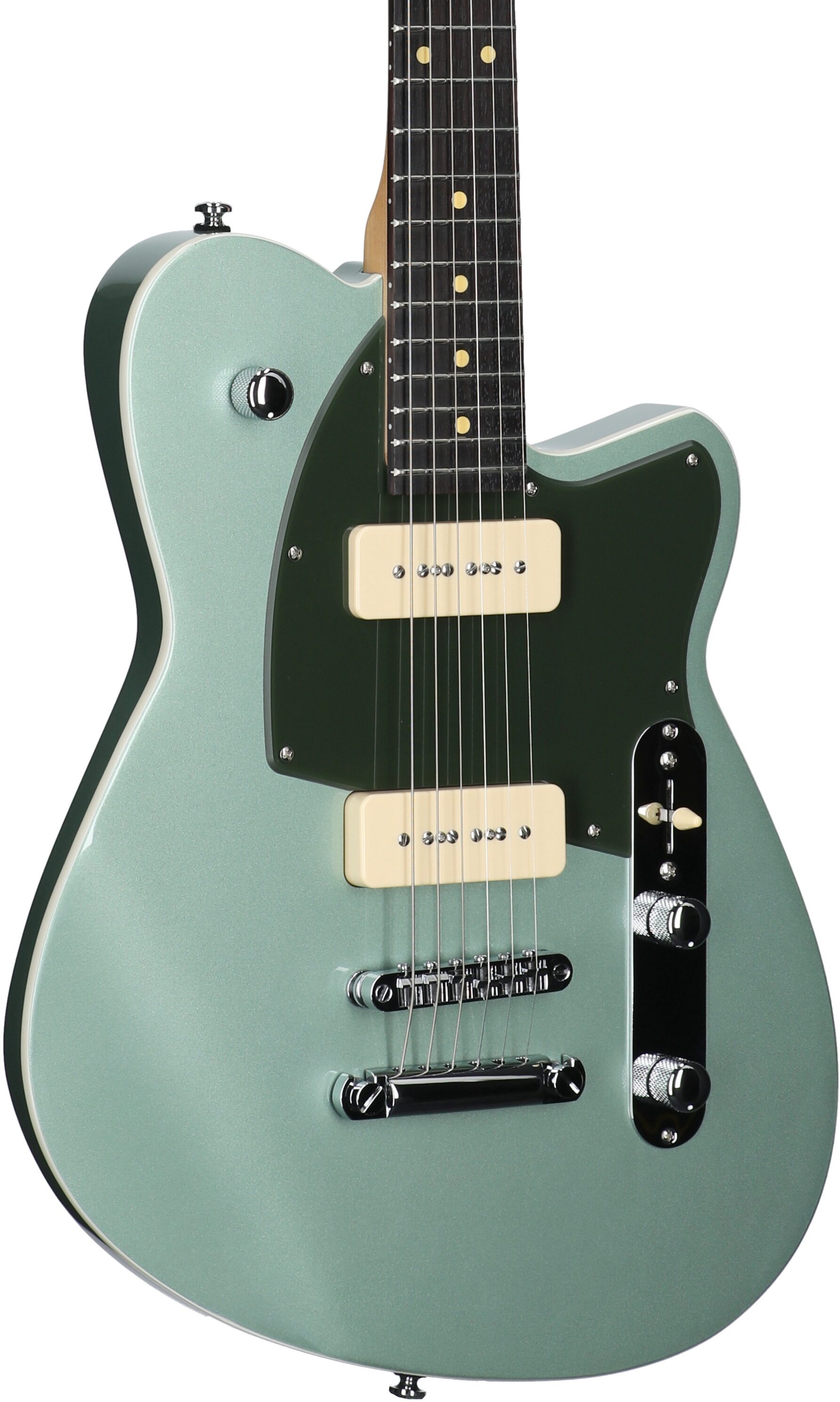 Reverend Charger 290 Electric Guitar, Metallic Alpine, Rosewood Fretboard, Full Left Front