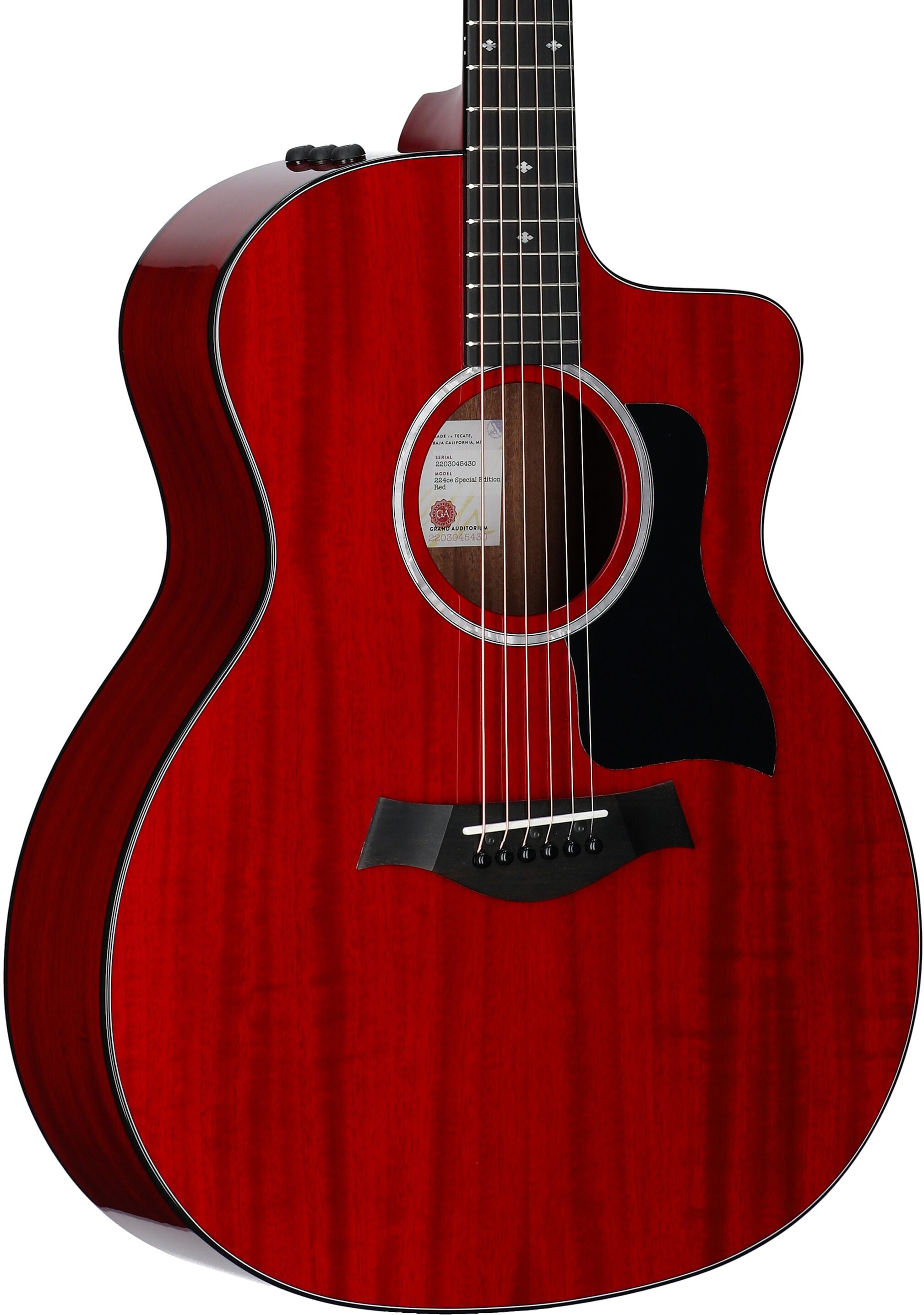 Taylor 224ce-SE Special Edition Red Grand Auditorium Acoustic-Electric Guitar (with Case), Red, Full Left Front