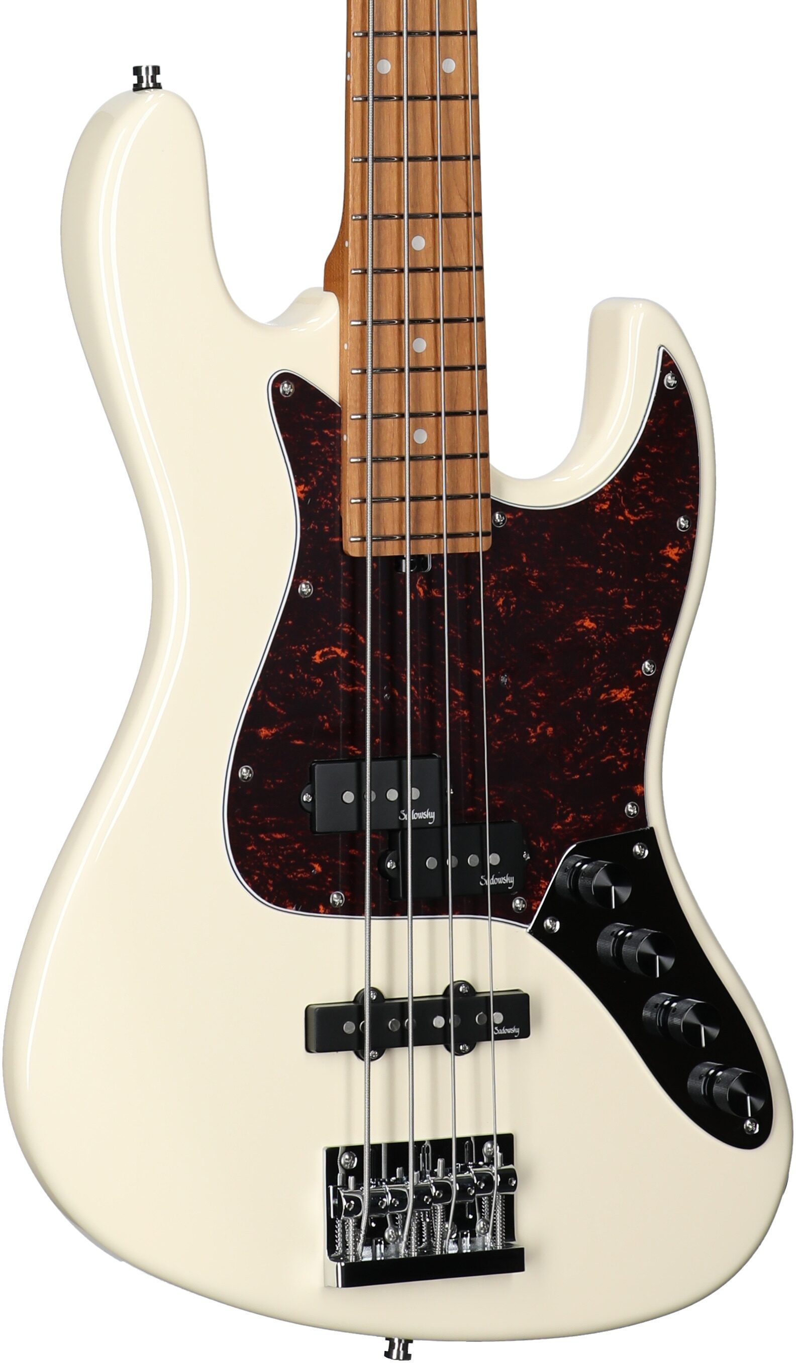 Sadowsky MetroExpress 21-Fret P/J Electric Bass, Maple Fingerboard (with Gig Bag), White, Full Left Front