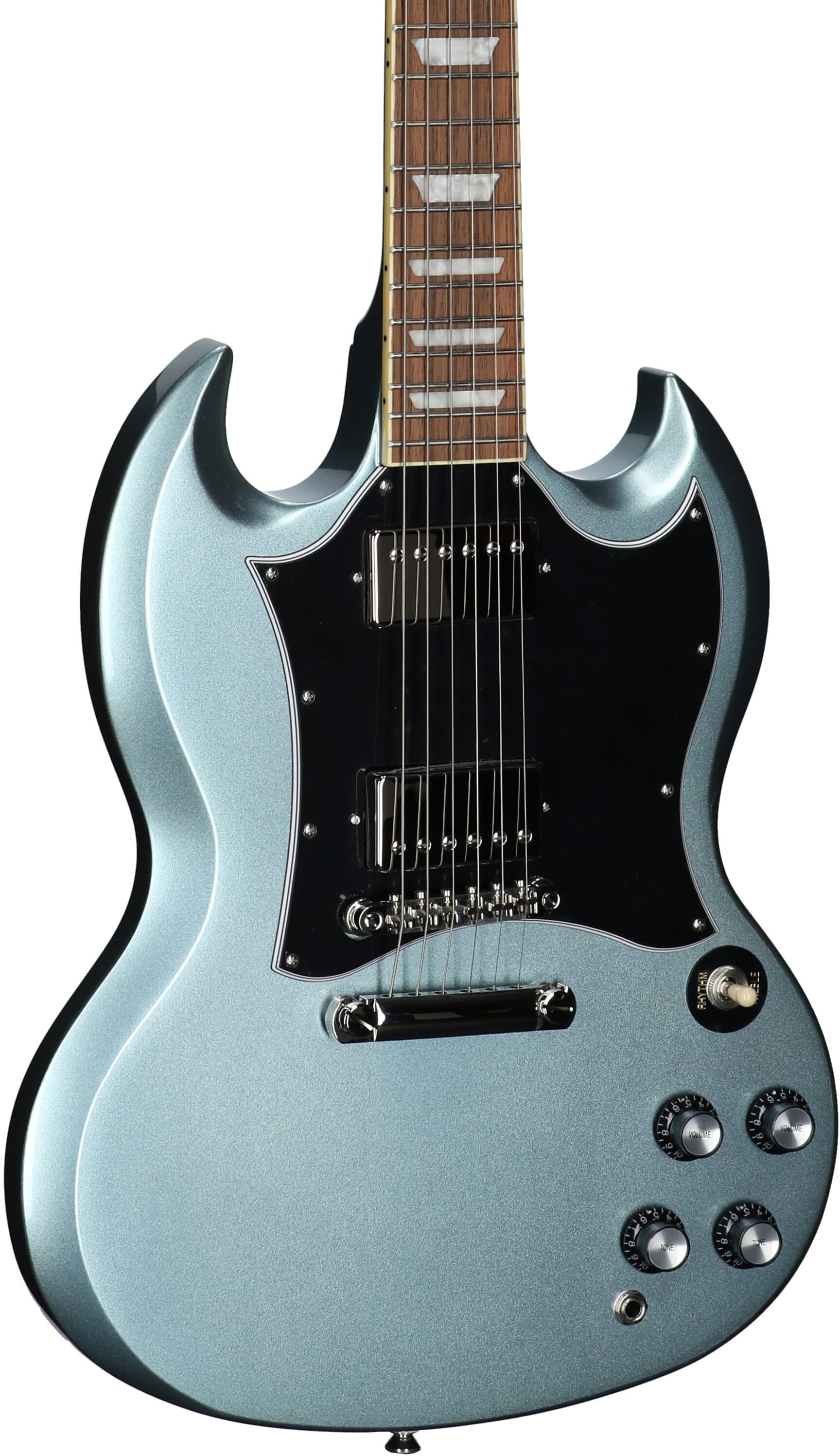 Epiphone Inspired by Gibson SG Standard Electric Guitar (with Gig Bag), Pelham Blue, Full Left Front